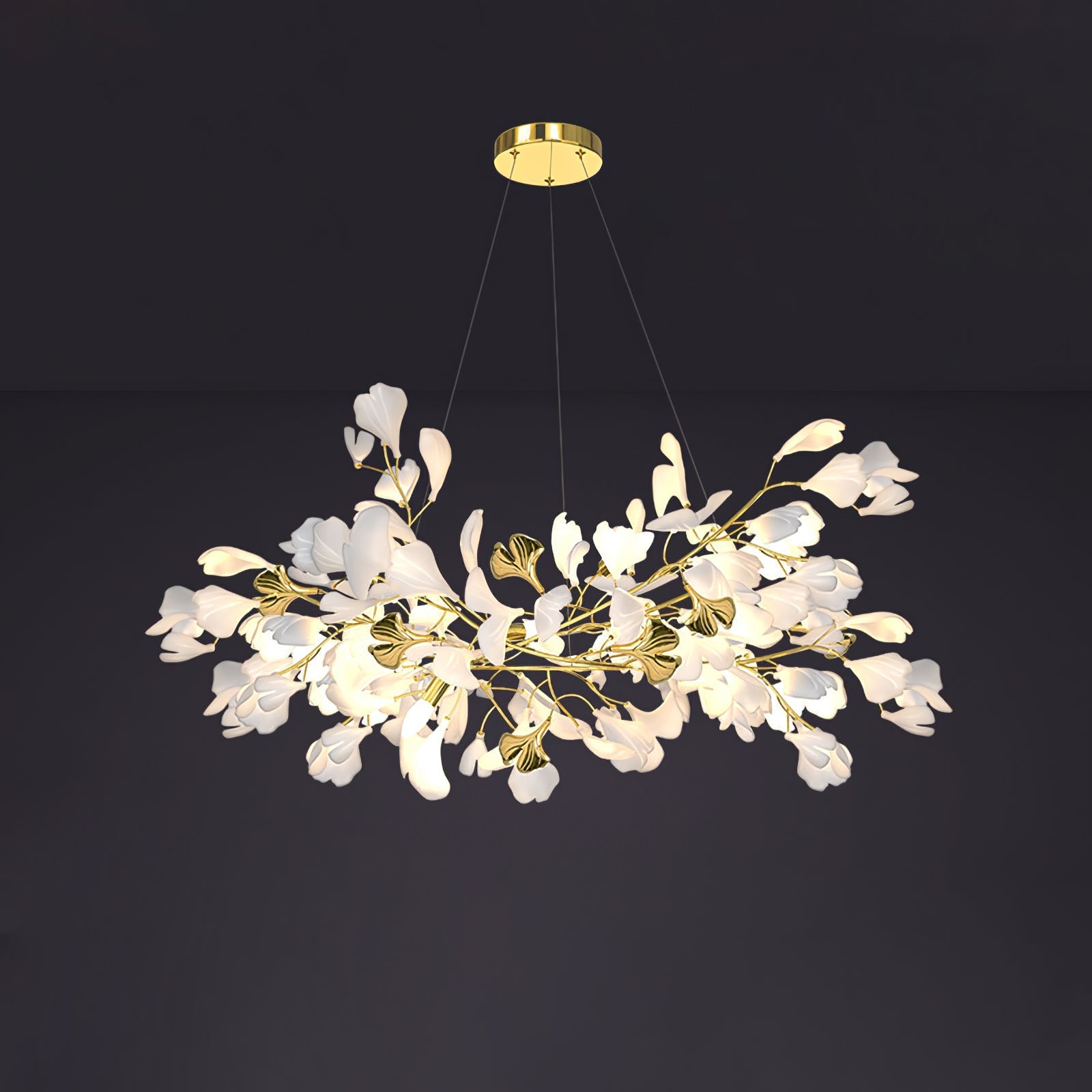 Olivia Ceramic Gingko Chandelier Luxury Hotel Staircase - Letslighting