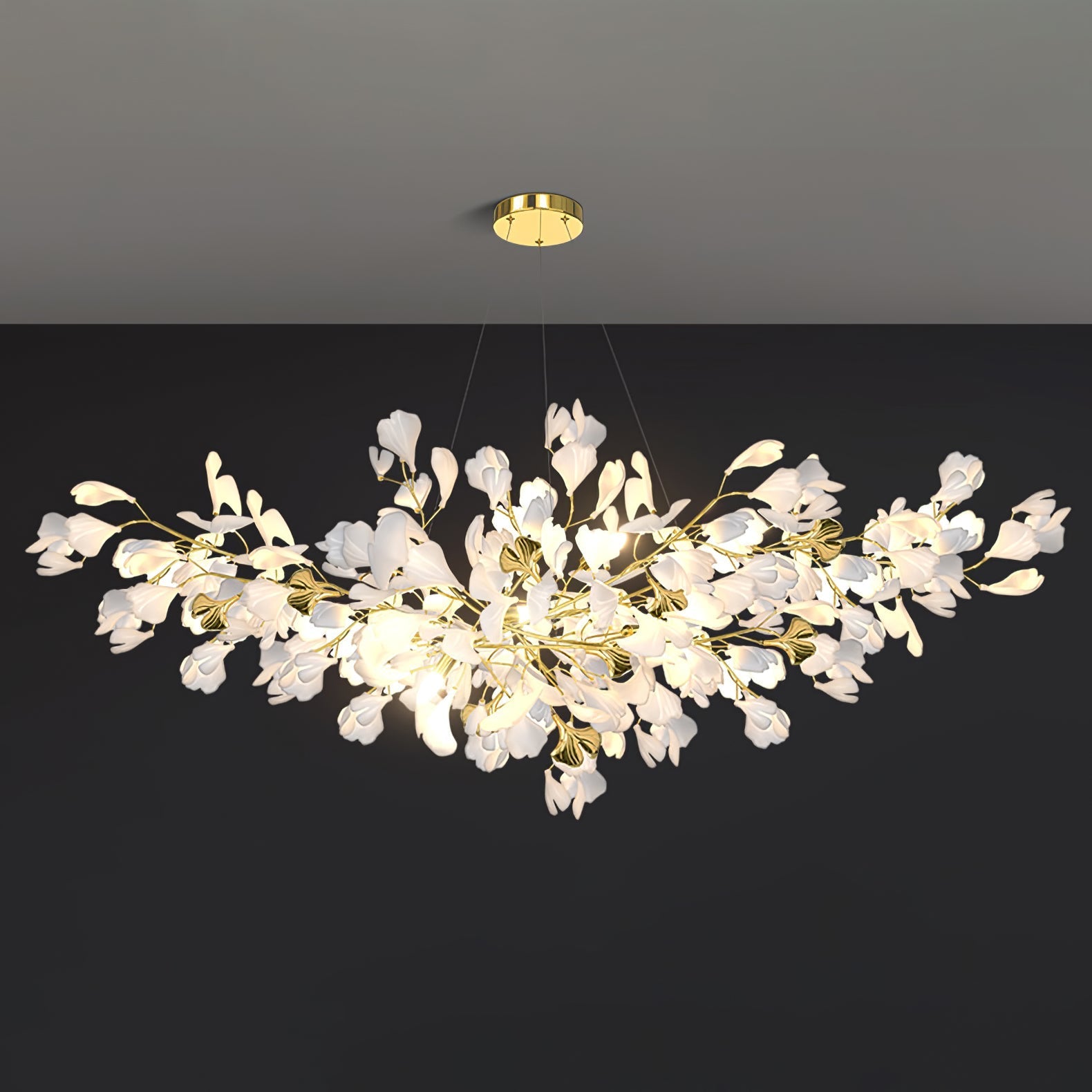 Olivia Ceramic Gingko Chandelier Luxury Hotel Staircase - Letslighting
