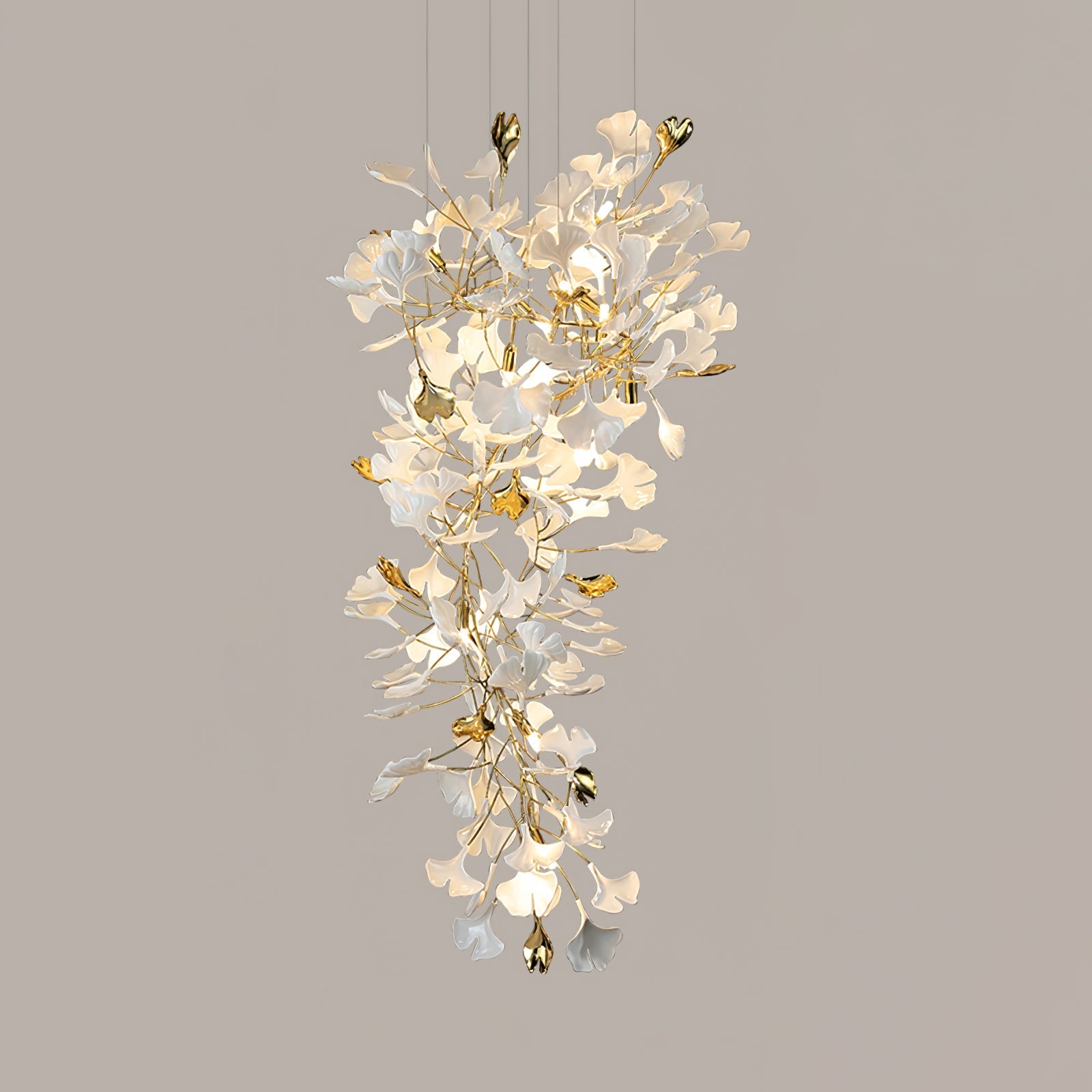 Olivia Ceramic Gingko Chandelier Luxury Hotel Staircase - Letslighting