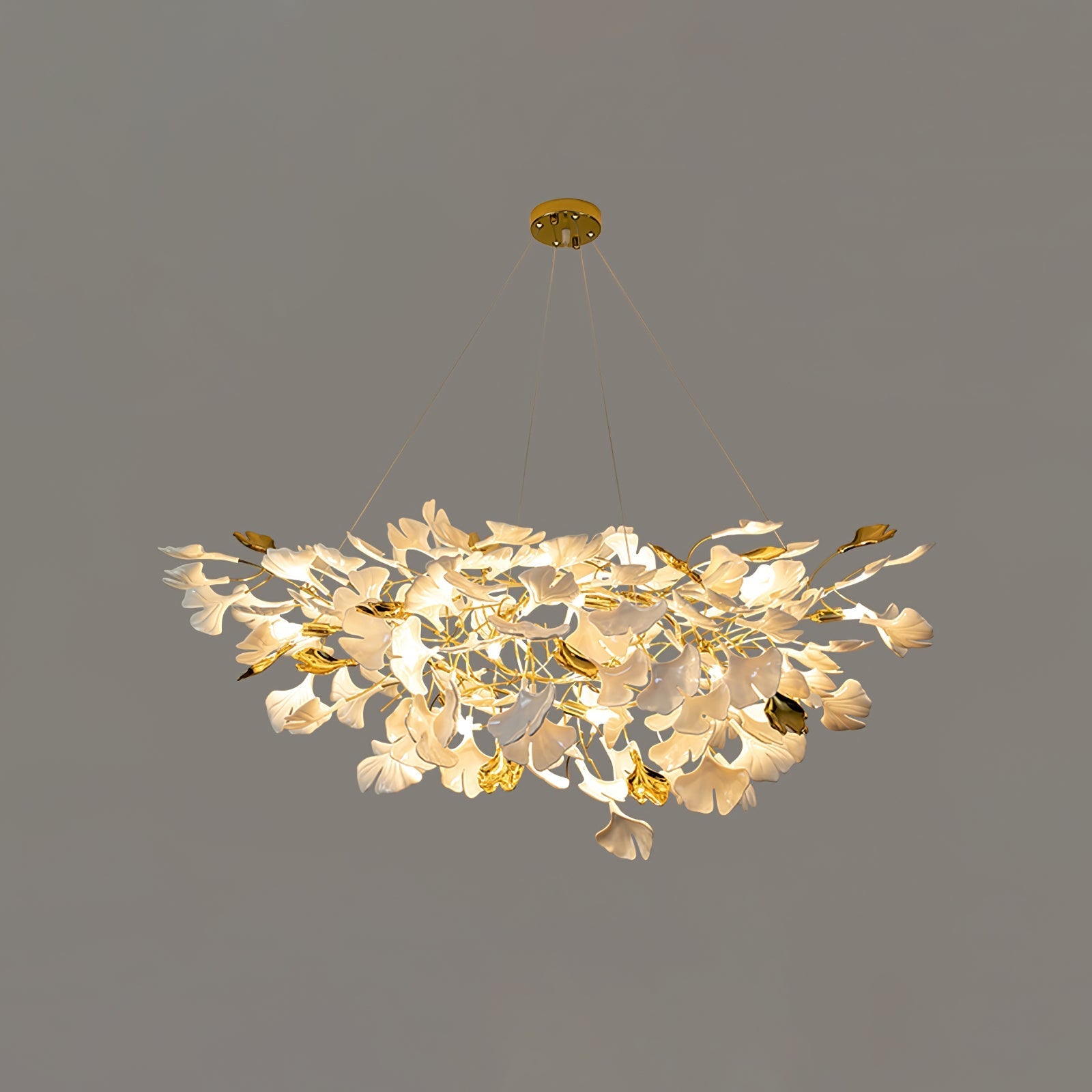 Olivia Ceramic Gingko Chandelier Luxury Hotel Staircase - Letslighting