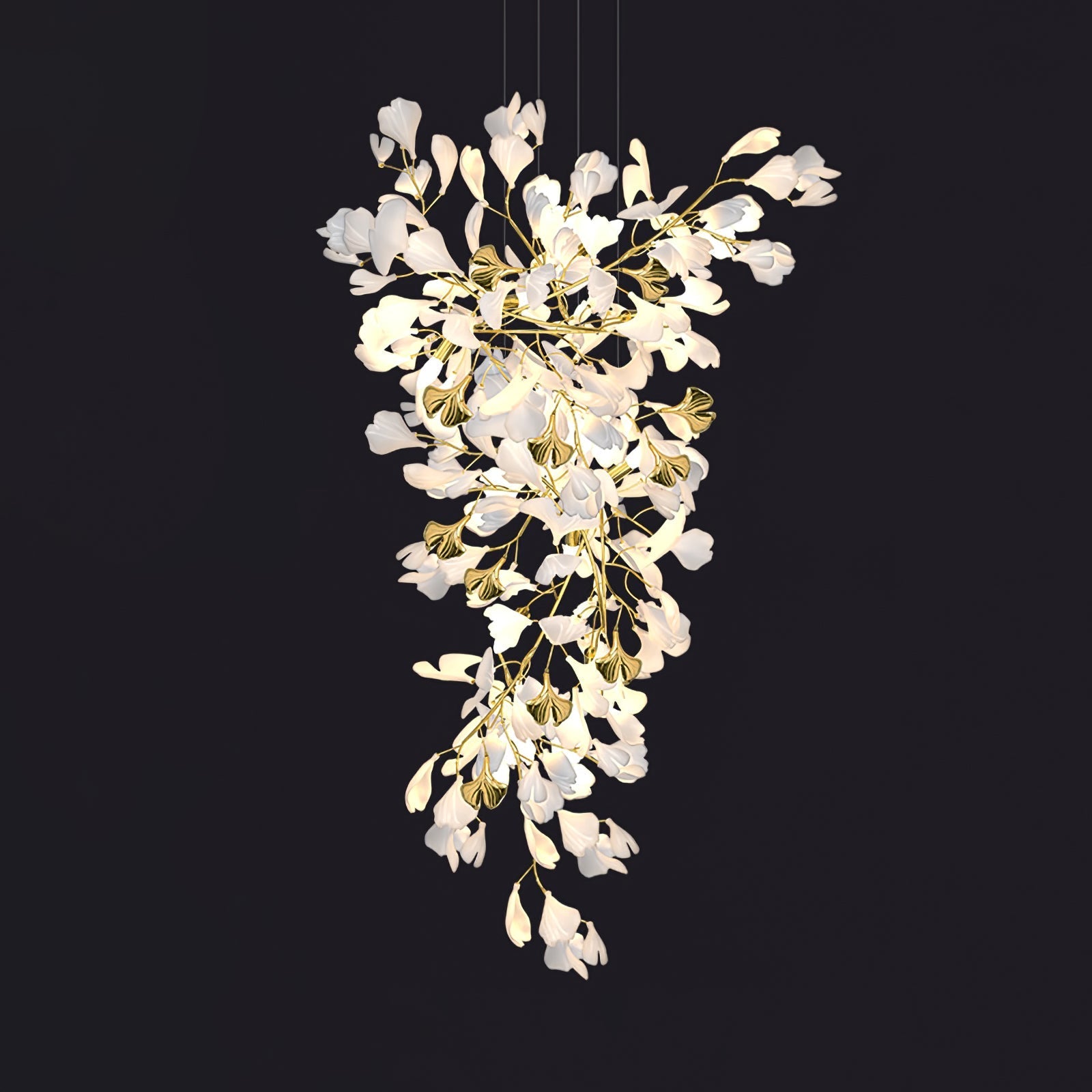 Olivia Ceramic Gingko Chandelier Luxury Hotel Staircase - Letslighting