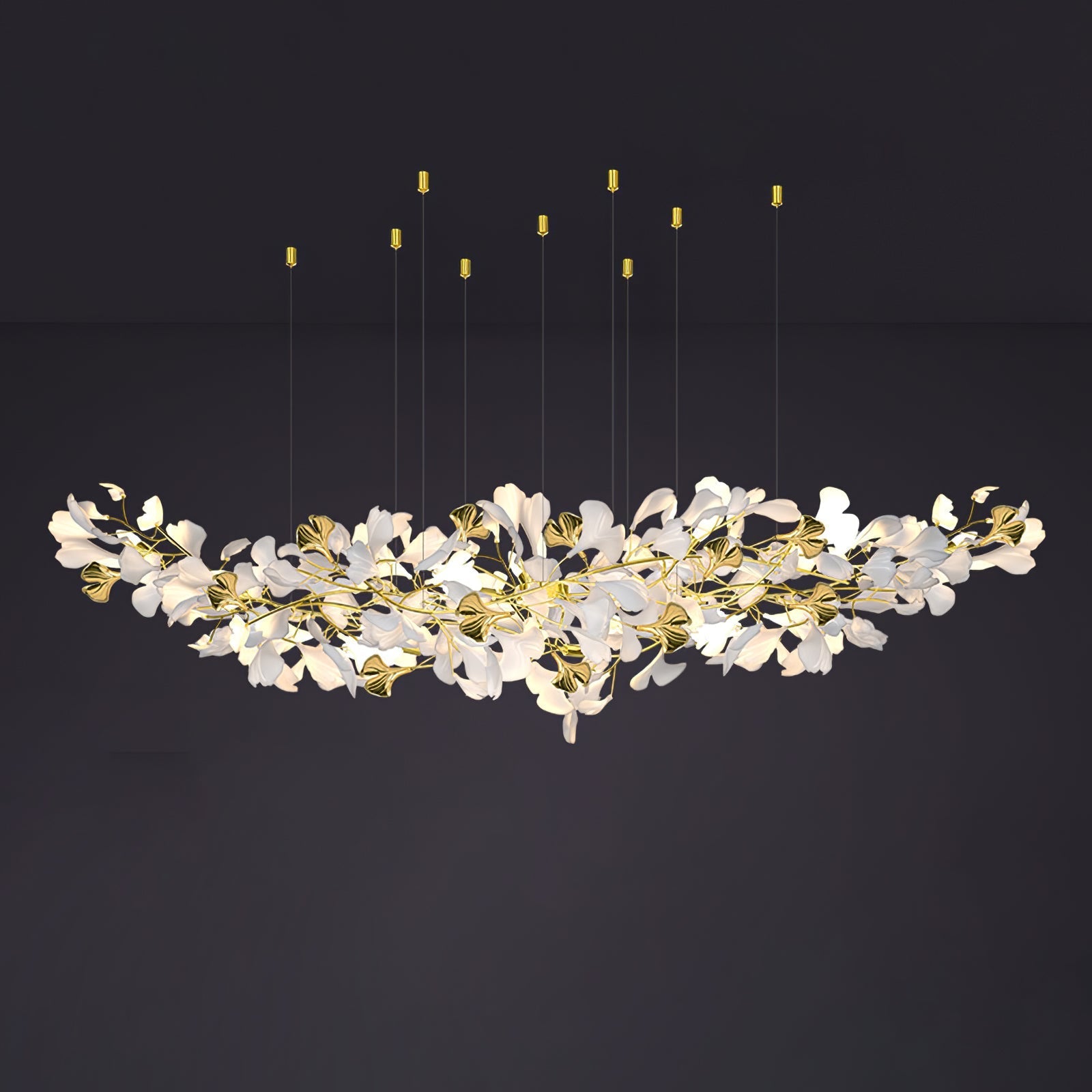 Olivia Ceramic Gingko Chandelier Luxury Hotel Staircase - Letslighting