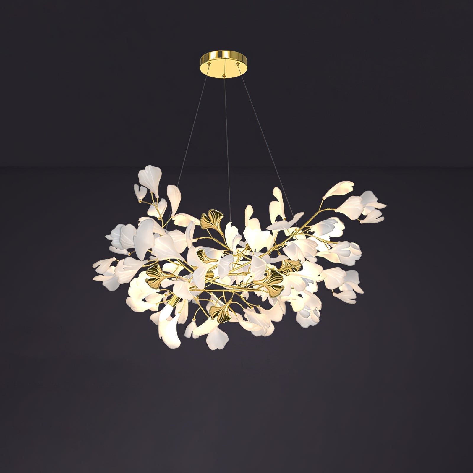 Olivia Ceramic Gingko Chandelier Luxury Hotel Staircase - Letslighting