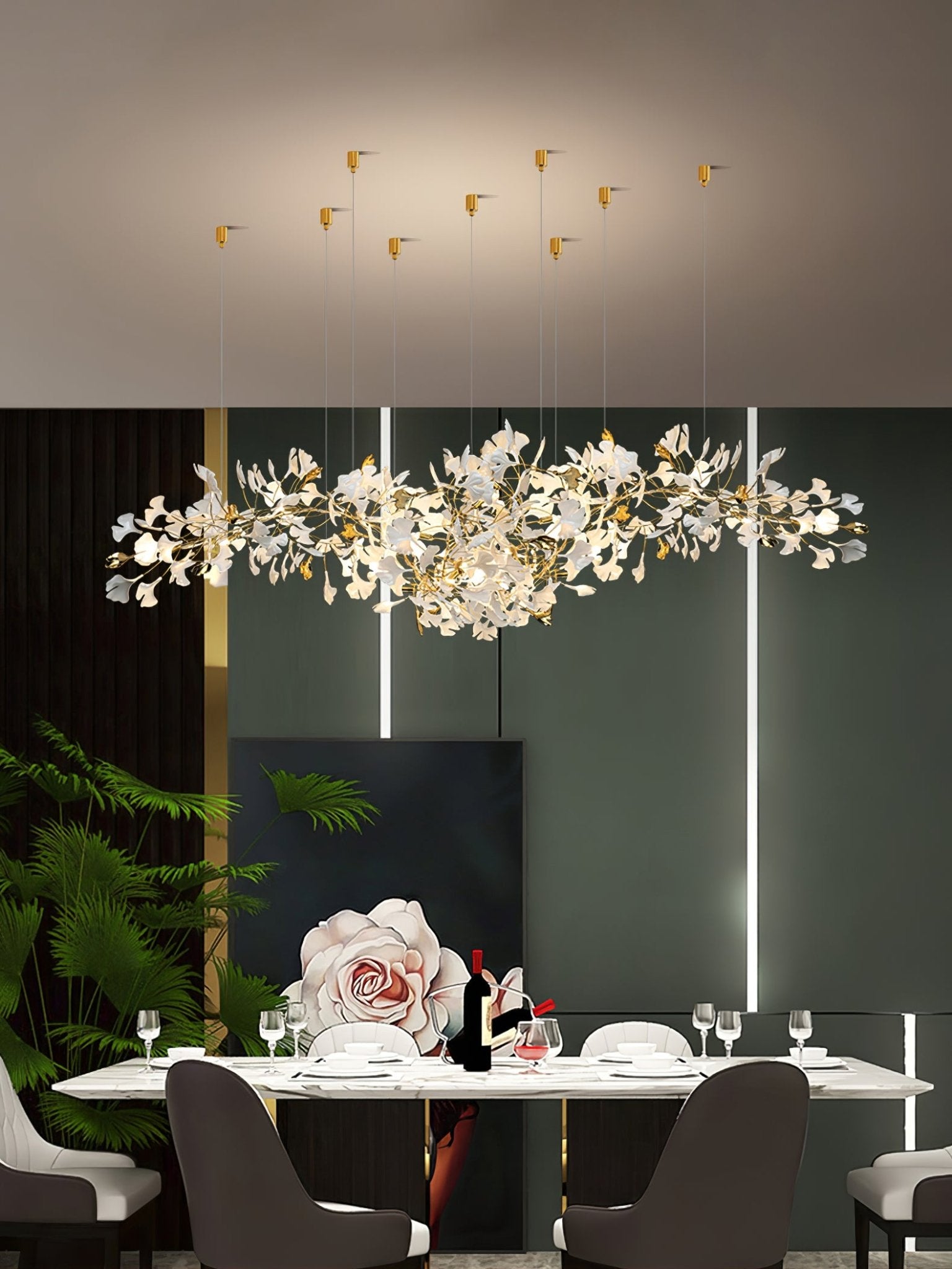 Olivia Ceramic Gingko Chandelier Luxury Hotel Staircase - Letslighting