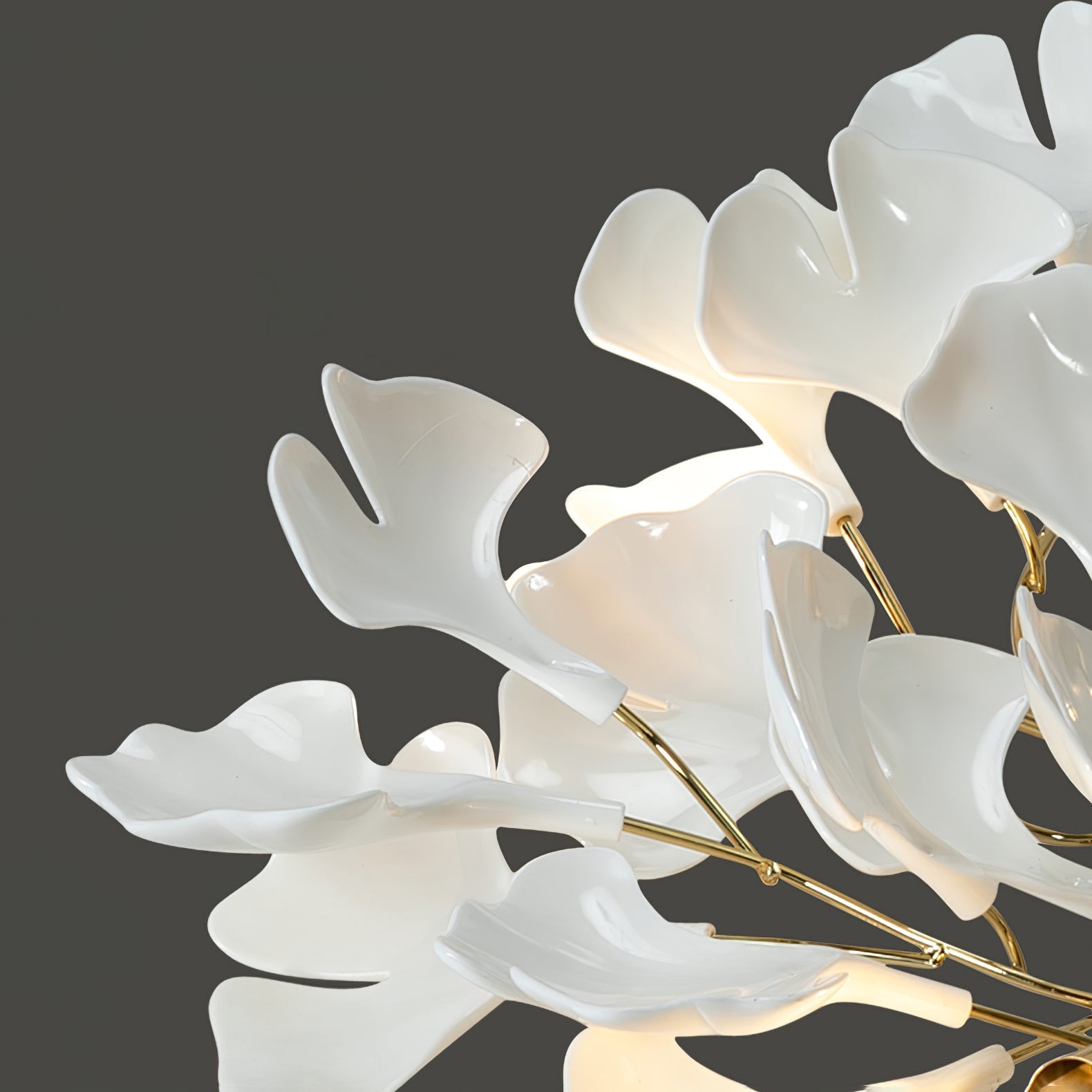 Olivia Ceramic Gingko Chandelier Luxury Hotel Staircase - Letslighting