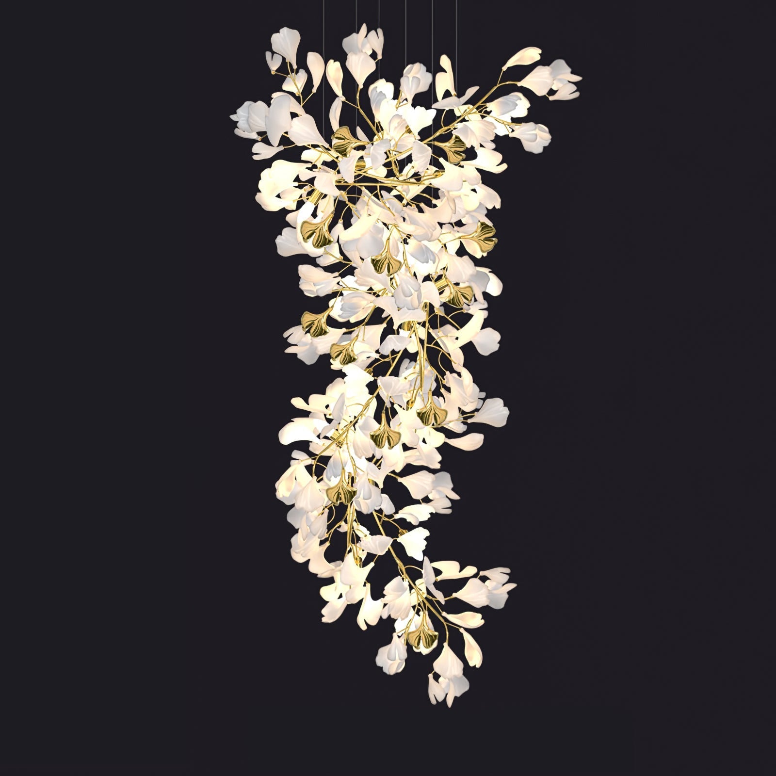 Olivia Ceramic Gingko Chandelier Luxury Hotel Staircase - Letslighting