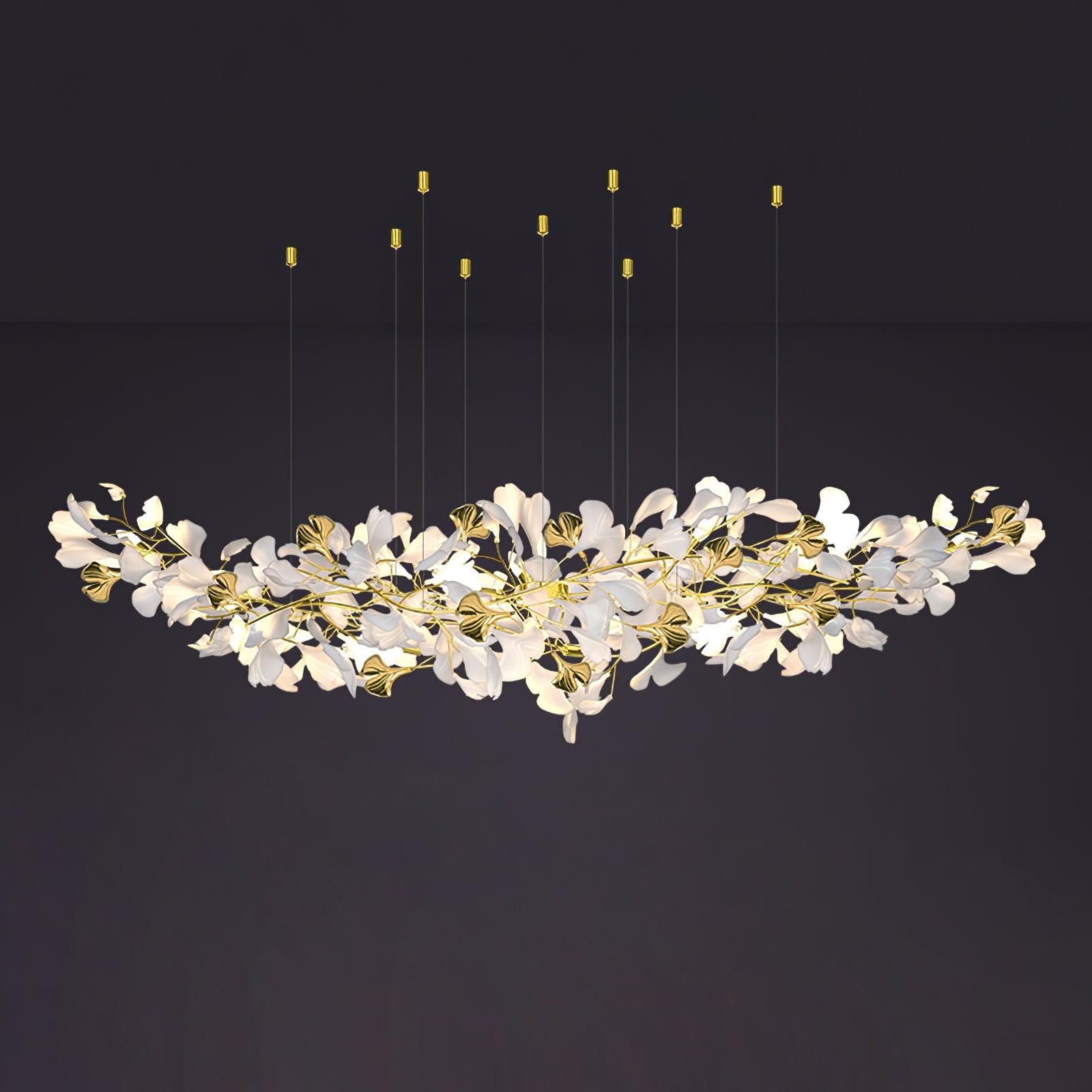 Olivia Ceramic Gingko Chandelier Luxury Hotel Staircase - Letslighting