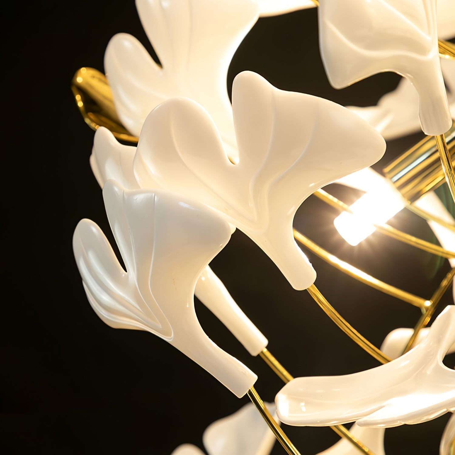 Olivia Ceramic Gingko Chandelier Luxury Hotel Staircase - Letslighting