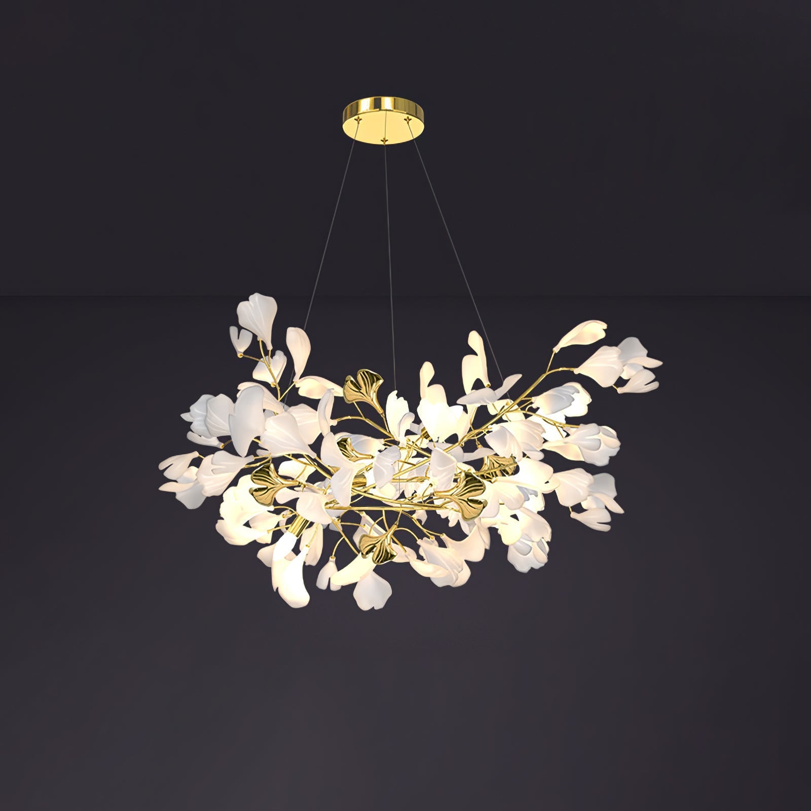 Olivia Ceramic Gingko Chandelier Luxury Hotel Staircase - Letslighting