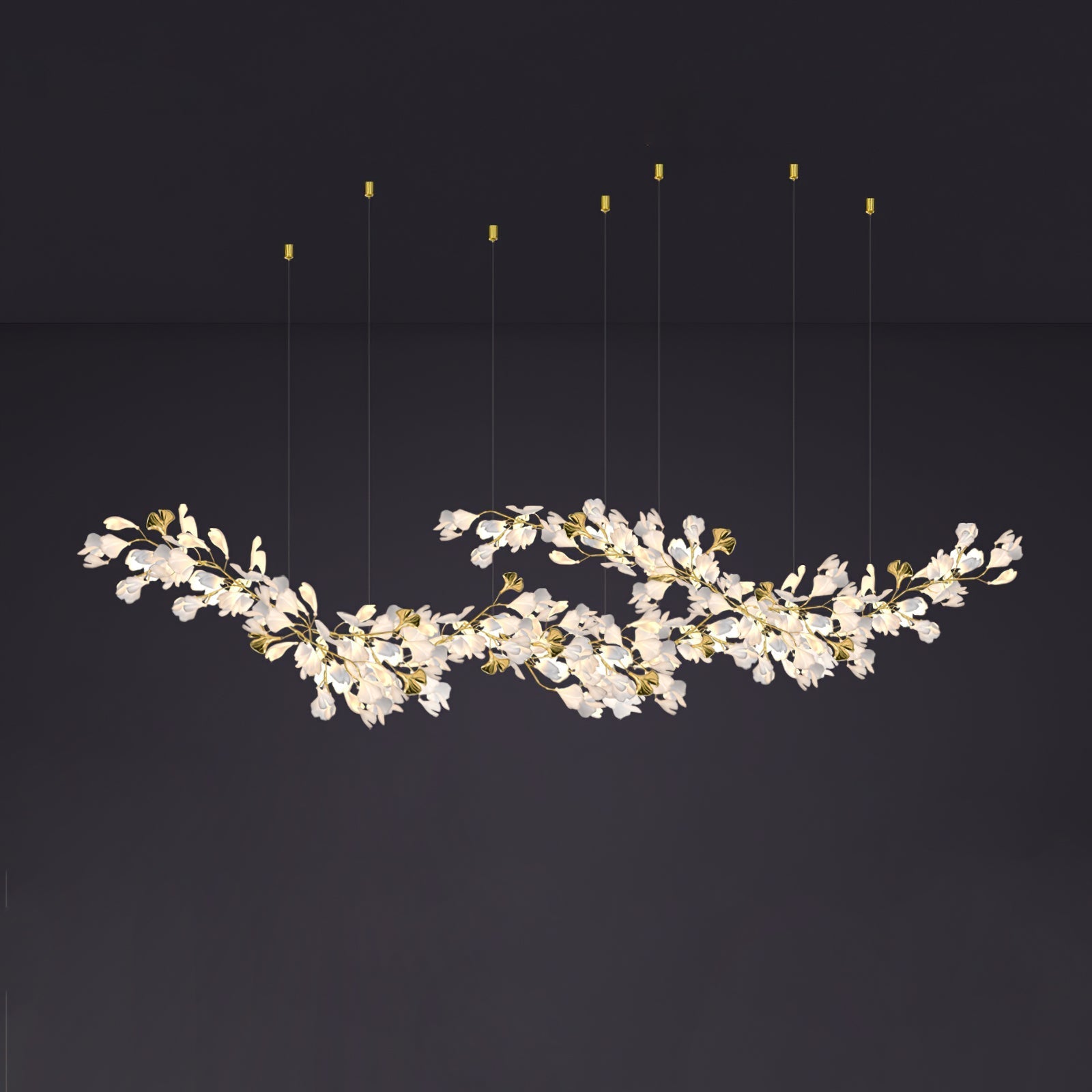 Olivia Ceramic Gingko Chandelier Luxury Hotel Staircase - Letslighting