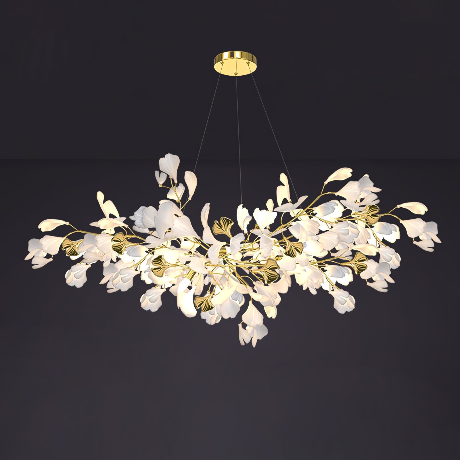 Olivia Ceramic Gingko Chandelier Luxury Hotel Staircase - Letslighting