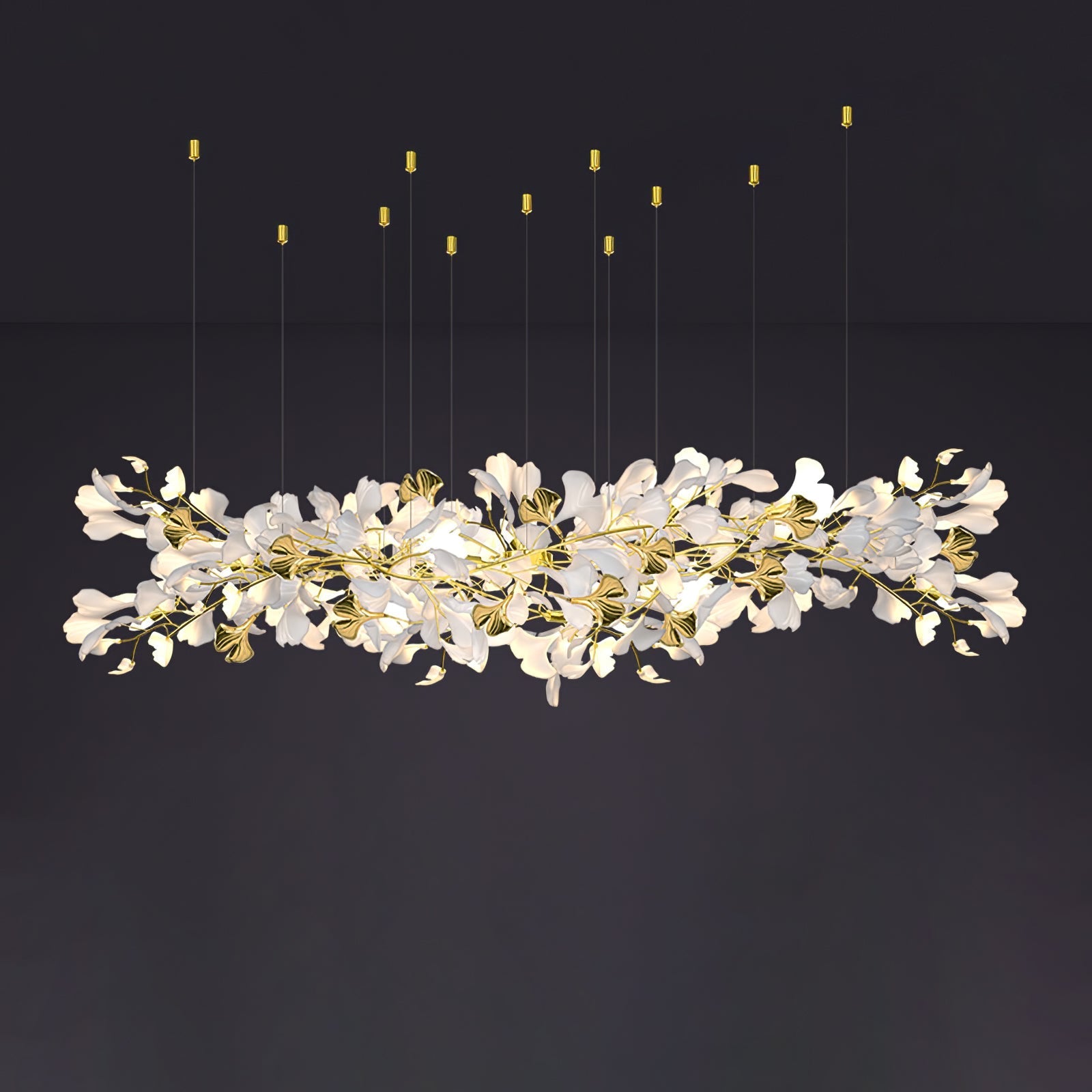 Olivia Ceramic Gingko Chandelier Luxury Hotel Staircase - Letslighting