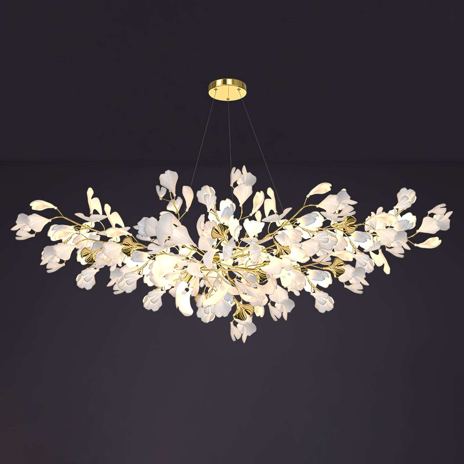 Olivia Ceramic Gingko Chandelier Luxury Hotel Staircase - Letslighting