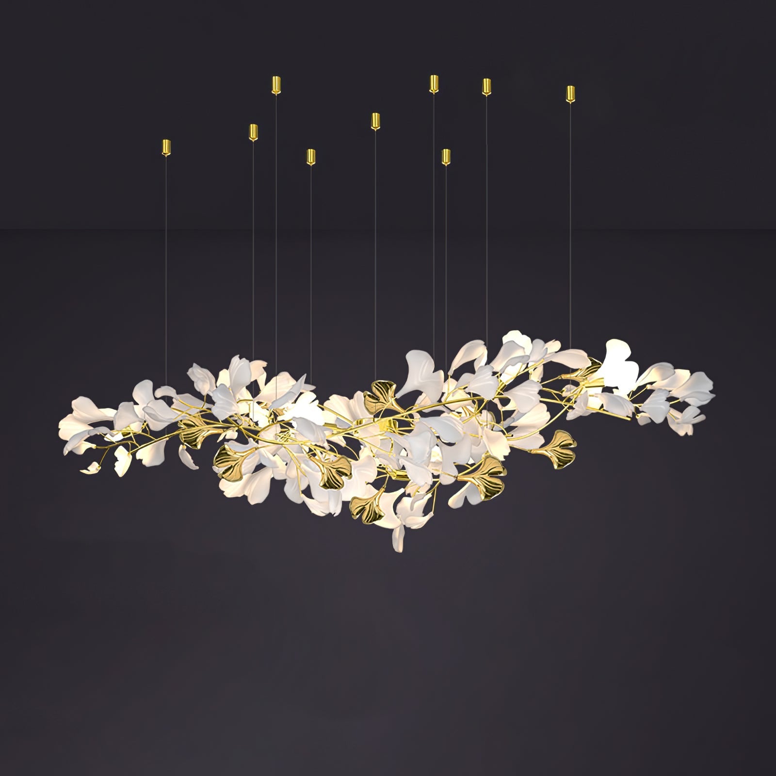 Olivia Ceramic Gingko Chandelier Luxury Hotel Staircase - Letslighting