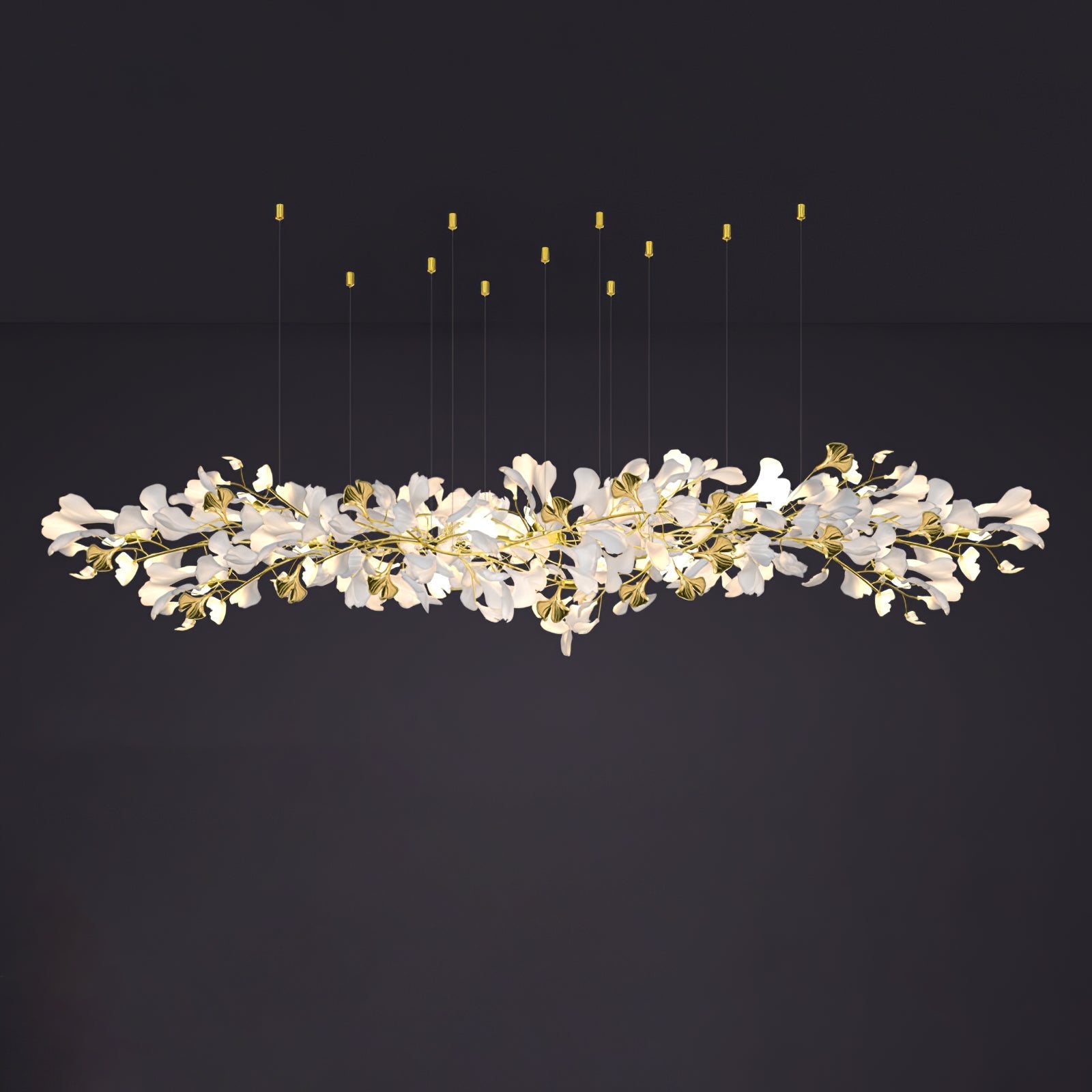 Olivia Ceramic Gingko Chandelier Luxury Hotel Staircase - Letslighting