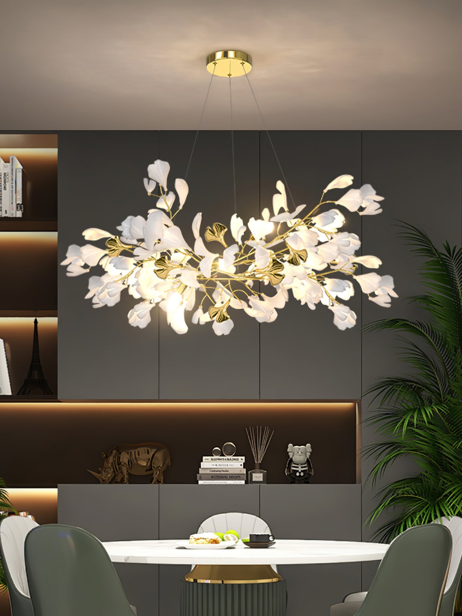 Olivia Ceramic Gingko Chandelier Luxury Hotel Staircase - Letslighting