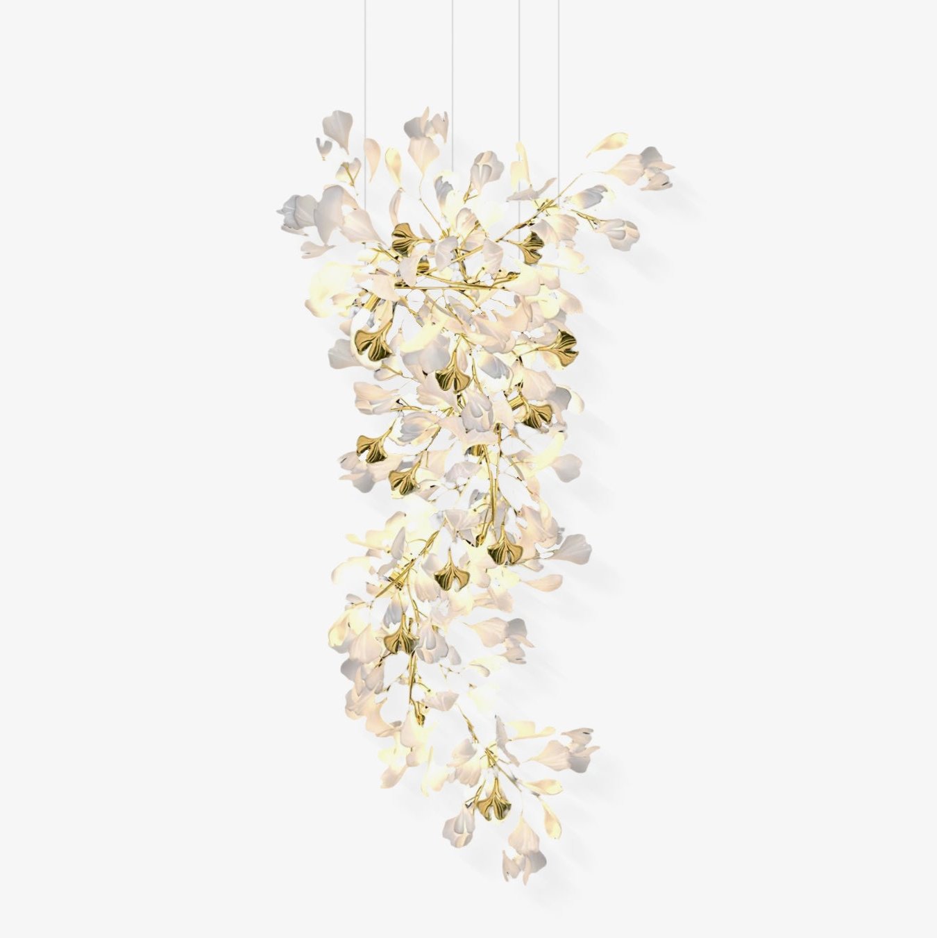 Olivia Ceramic Gingko Chandelier Luxury Hotel Staircase - Letslighting