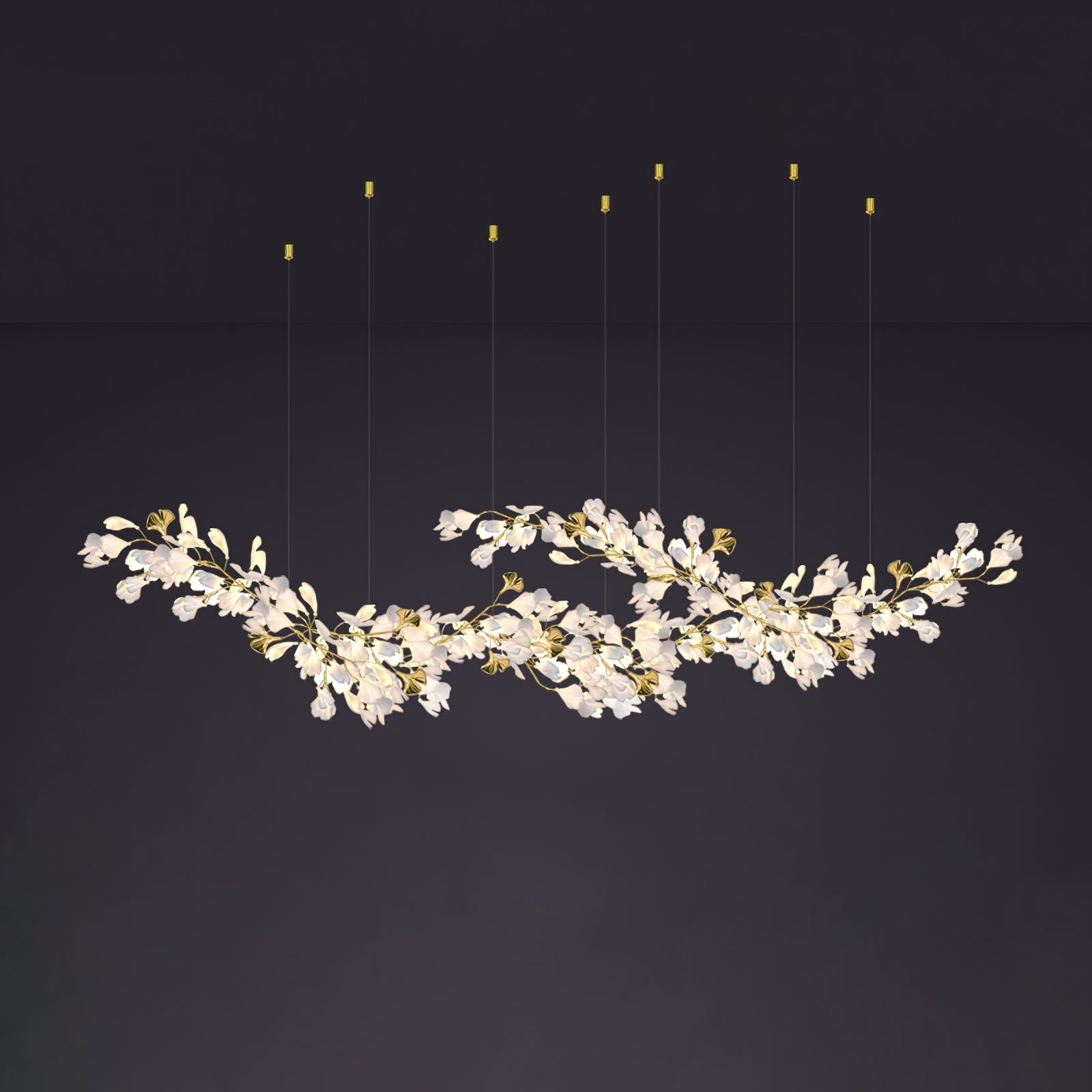 Olivia Ceramic Gingko Chandelier Luxury Hotel Staircase - Letslighting