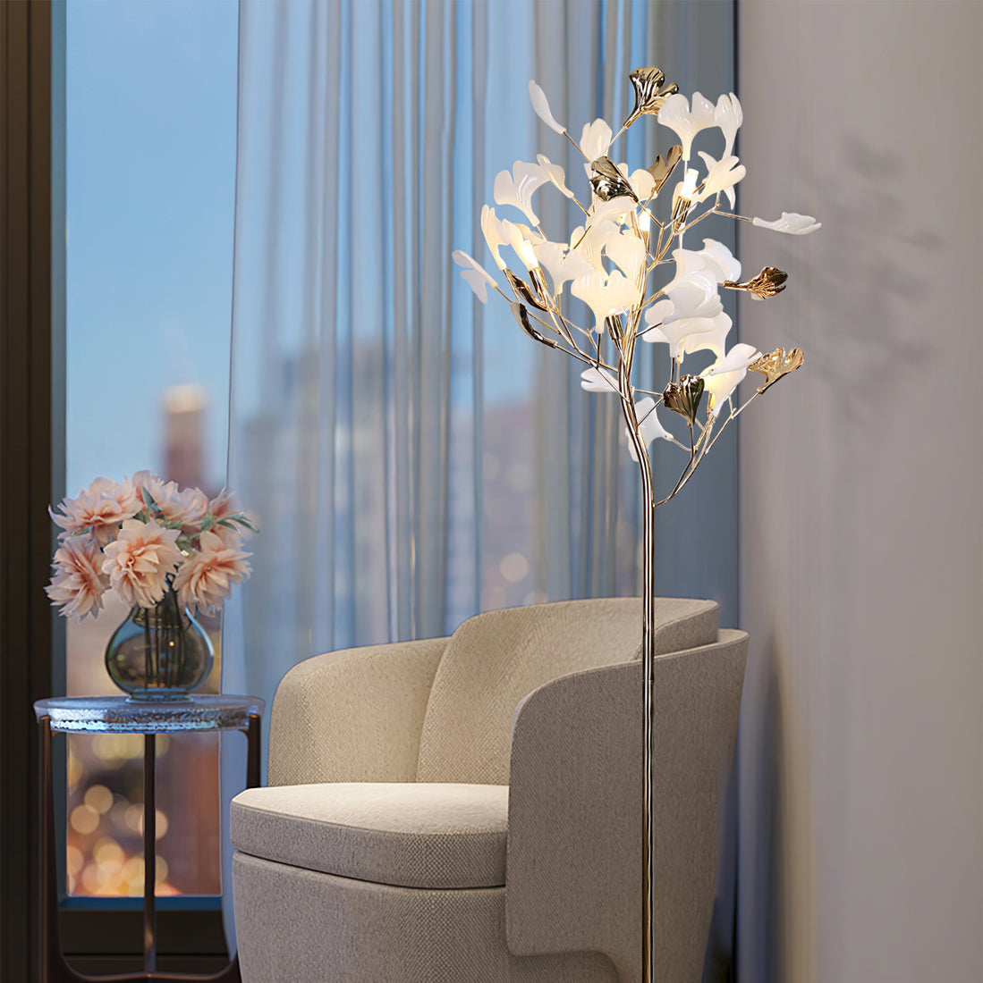 Olivia Gingko Ceramics Floor Lamp - Letslighting
