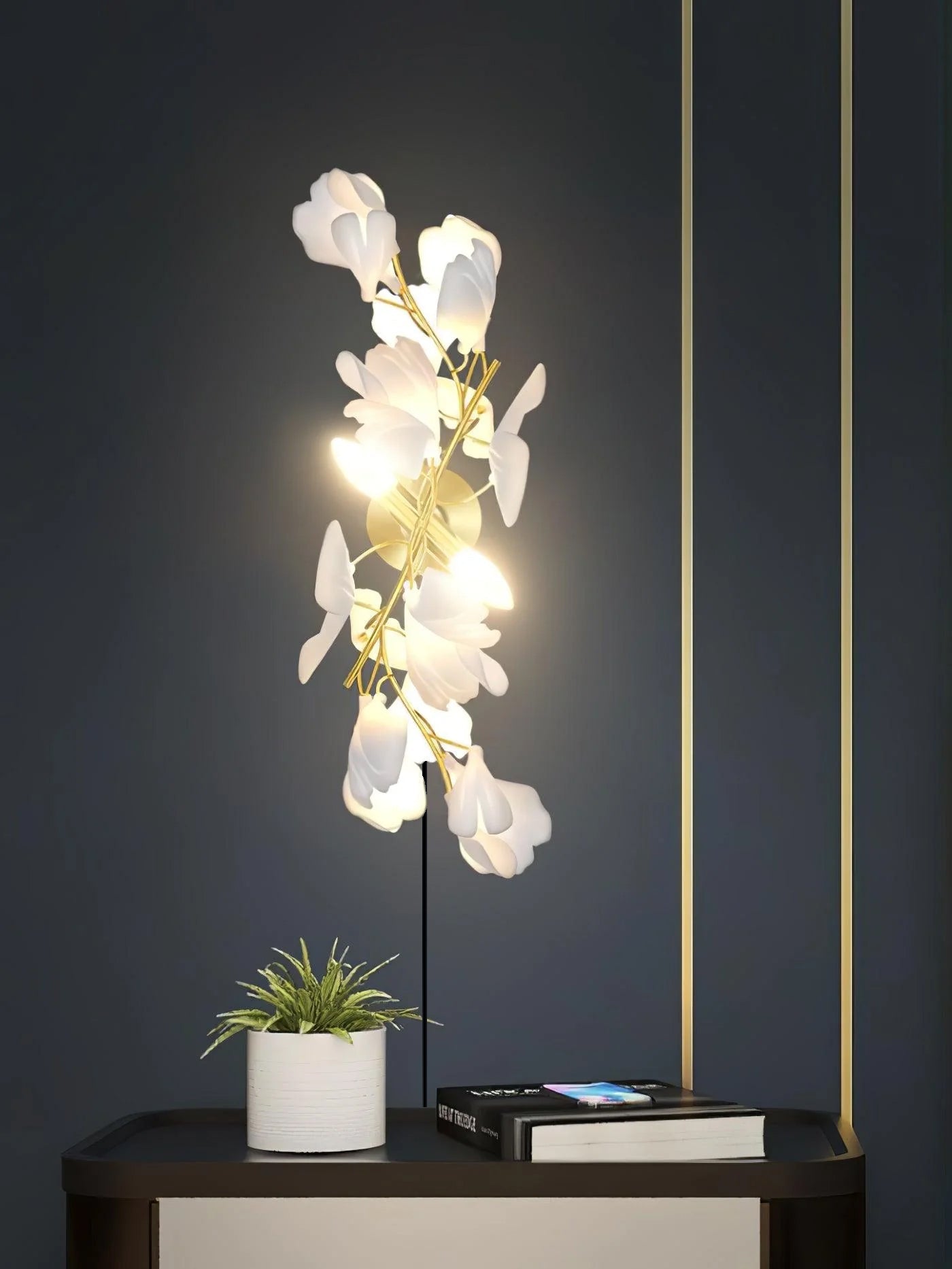 Lustra Wall Lamp Gingko Flowers Brass - Letslighting