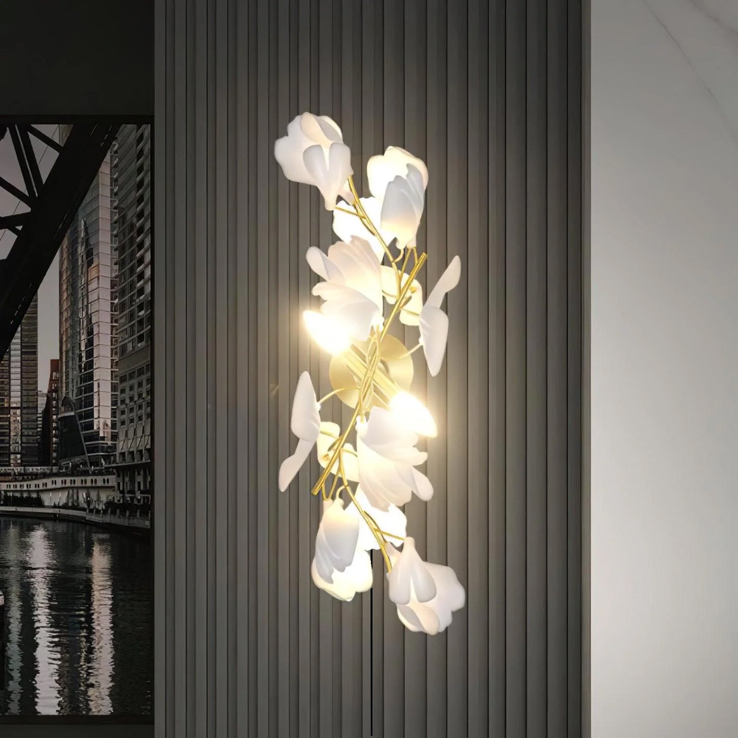 Lustra Wall Lamp Gingko Flowers Brass - Letslighting