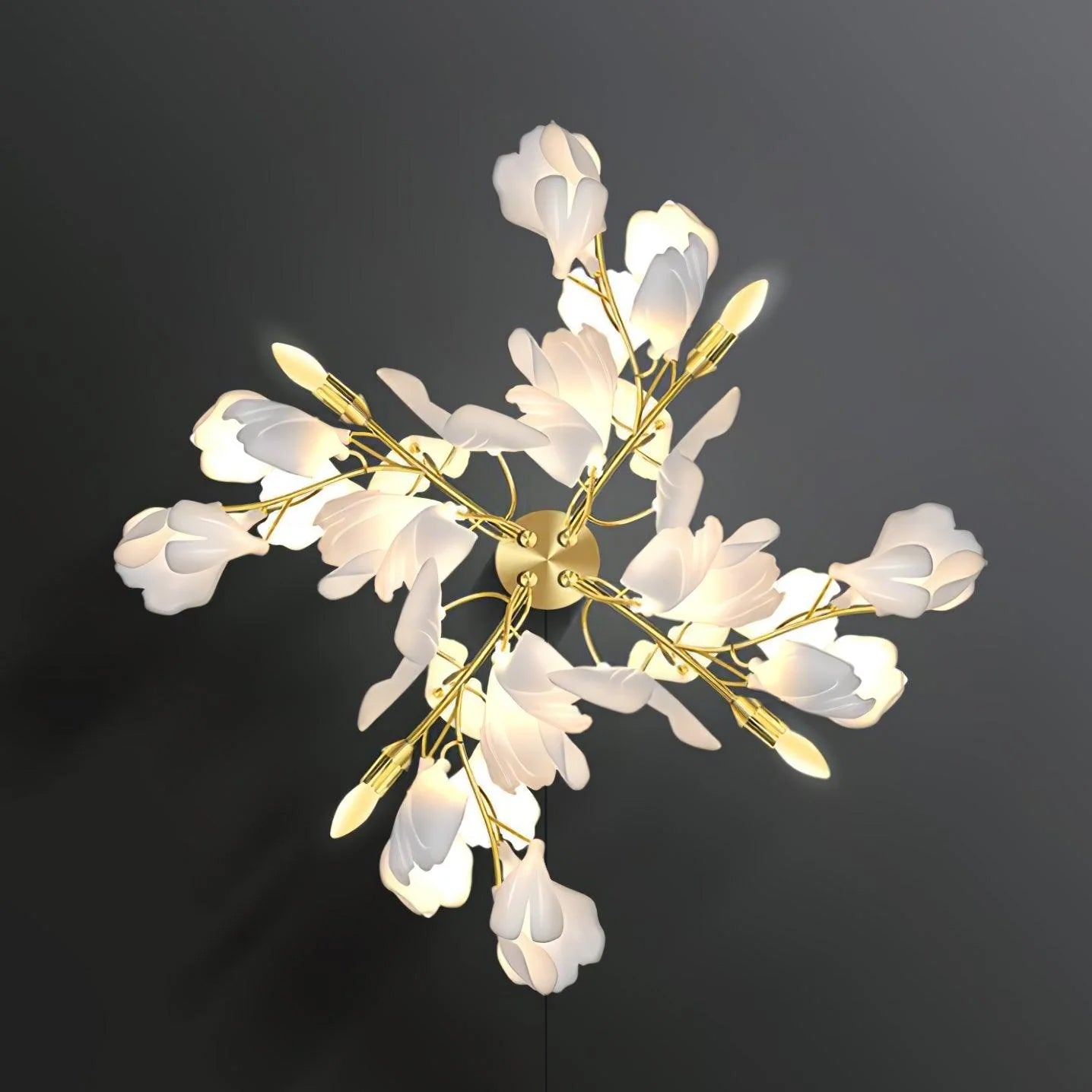 Lustra Wall Lamp Gingko Flowers Brass - Letslighting