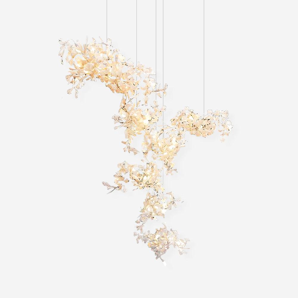 Ginkgo Chandelier Leaf Cluster Strands Organic Sculptural - Letslighting