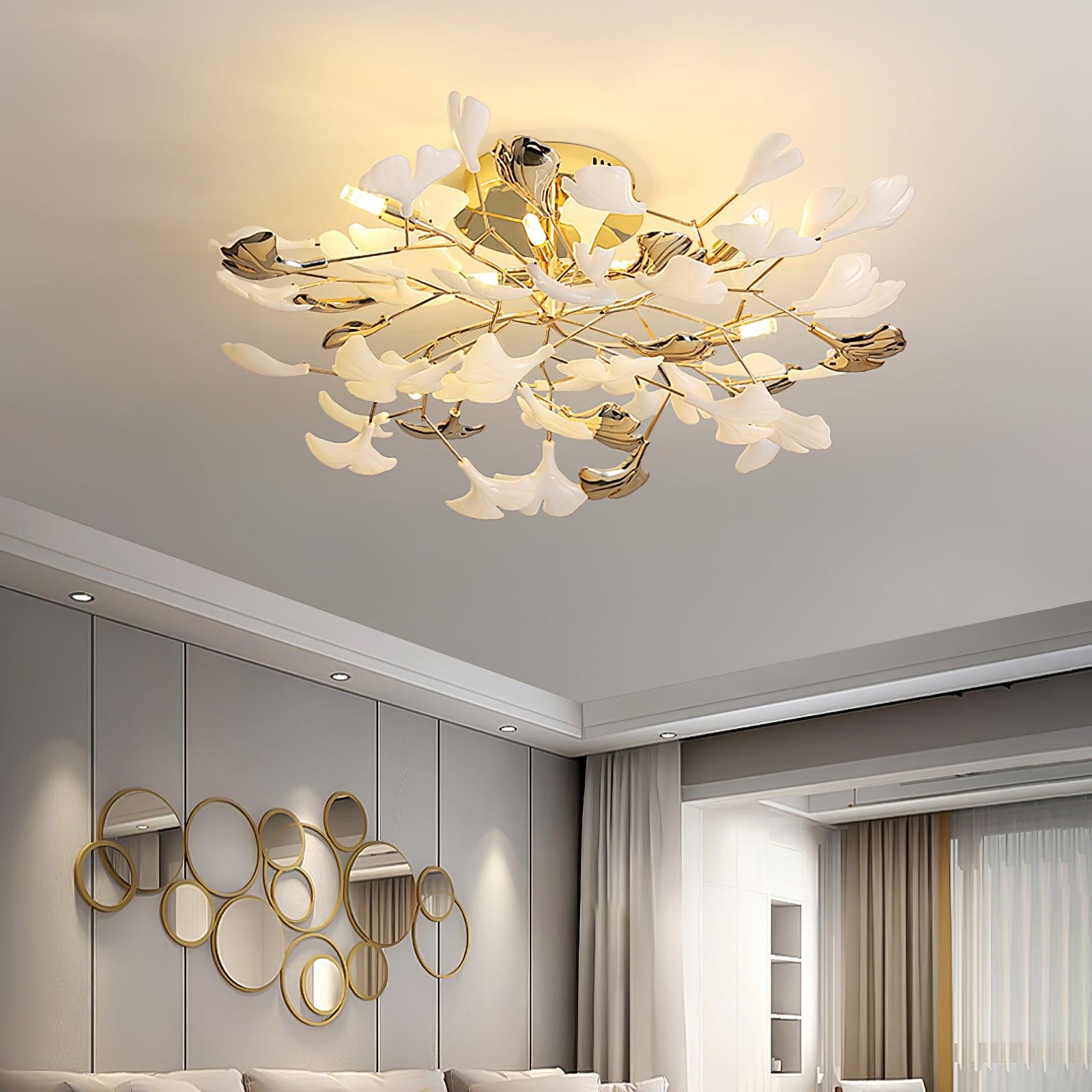 Artheel Premium Nordic Art Gingko Rotating Ceramics Ceiling Lamp - Letslighting