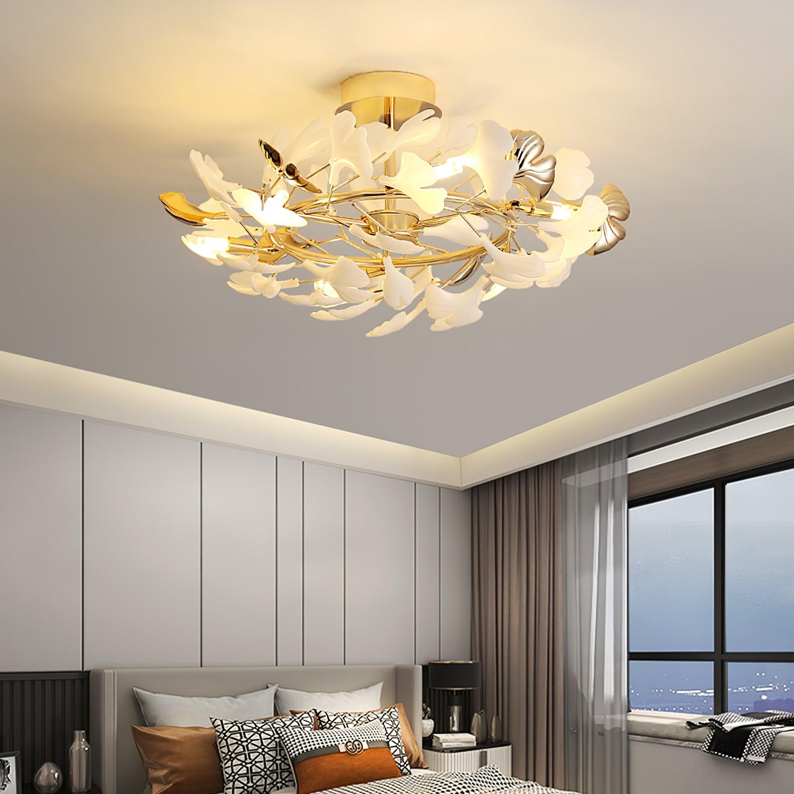 Artheel Premium Nordic Art Gingko Rotating Ceramics Ceiling Lamp - Letslighting