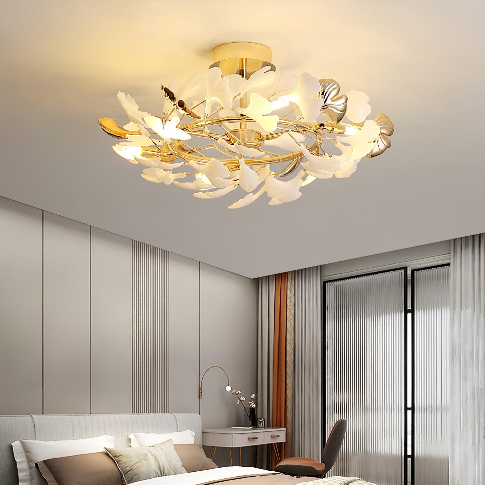 Artheel Premium Nordic Art Gingko Rotating Ceramics Ceiling Lamp - Letslighting