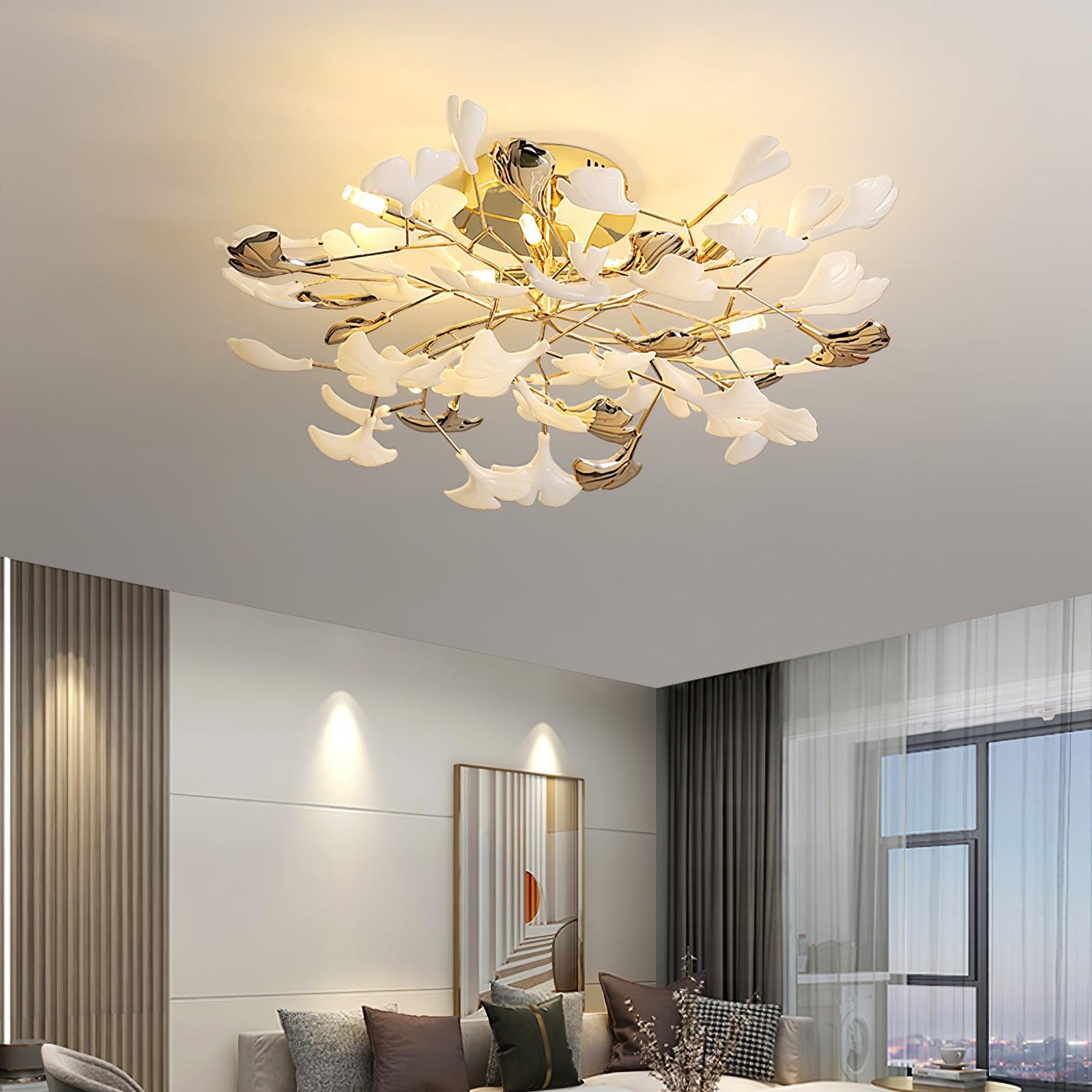 Artheel Premium Nordic Art Gingko Rotating Ceramics Ceiling Lamp - Letslighting