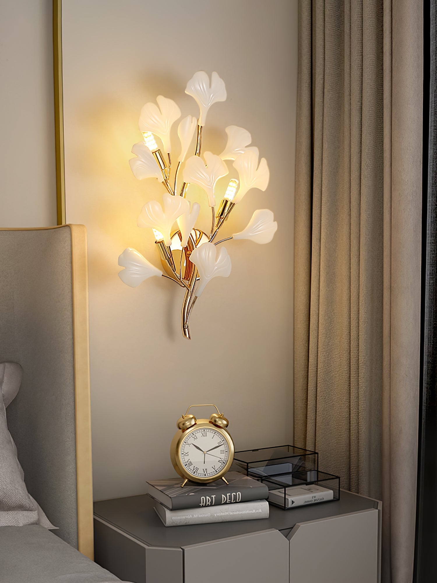 Wylie Postmodern Luxury Gingko Ceramics Wall Lamp - Letslighting
