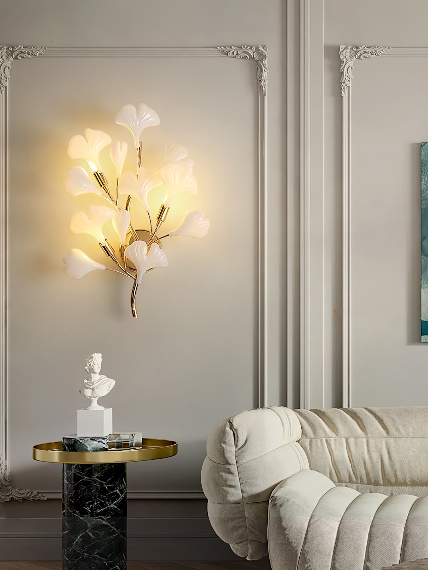 Wylie Postmodern Luxury Gingko Ceramics Wall Lamp - Letslighting