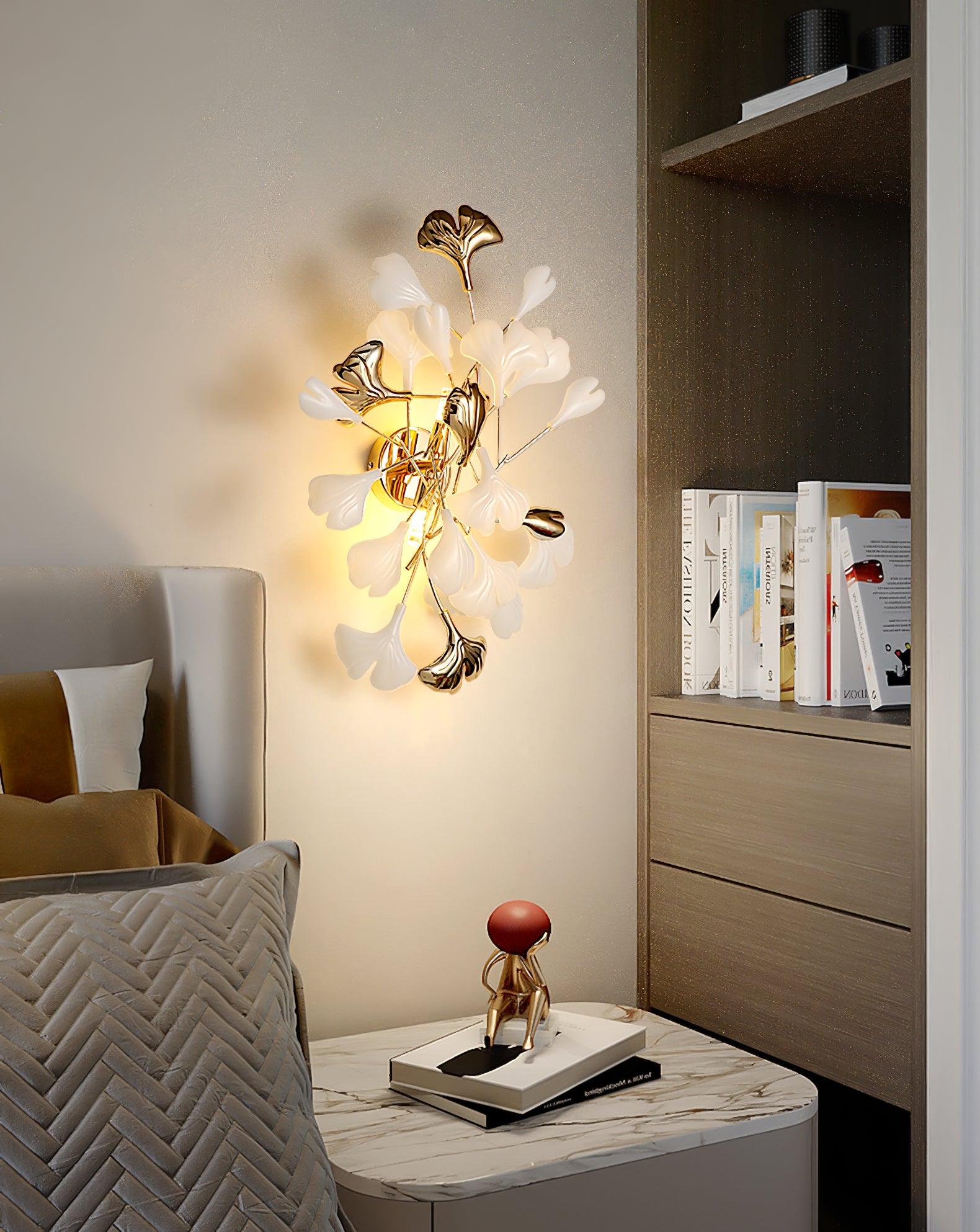 Wylie Postmodern Luxury Gingko Ceramics Wall Lamp - Letslighting
