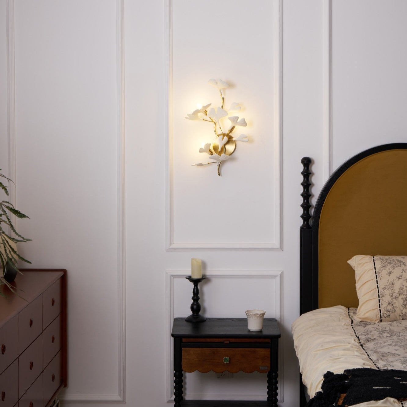 Wylie Postmodern Luxury Gingko Ceramics Wall Lamp - Letslighting