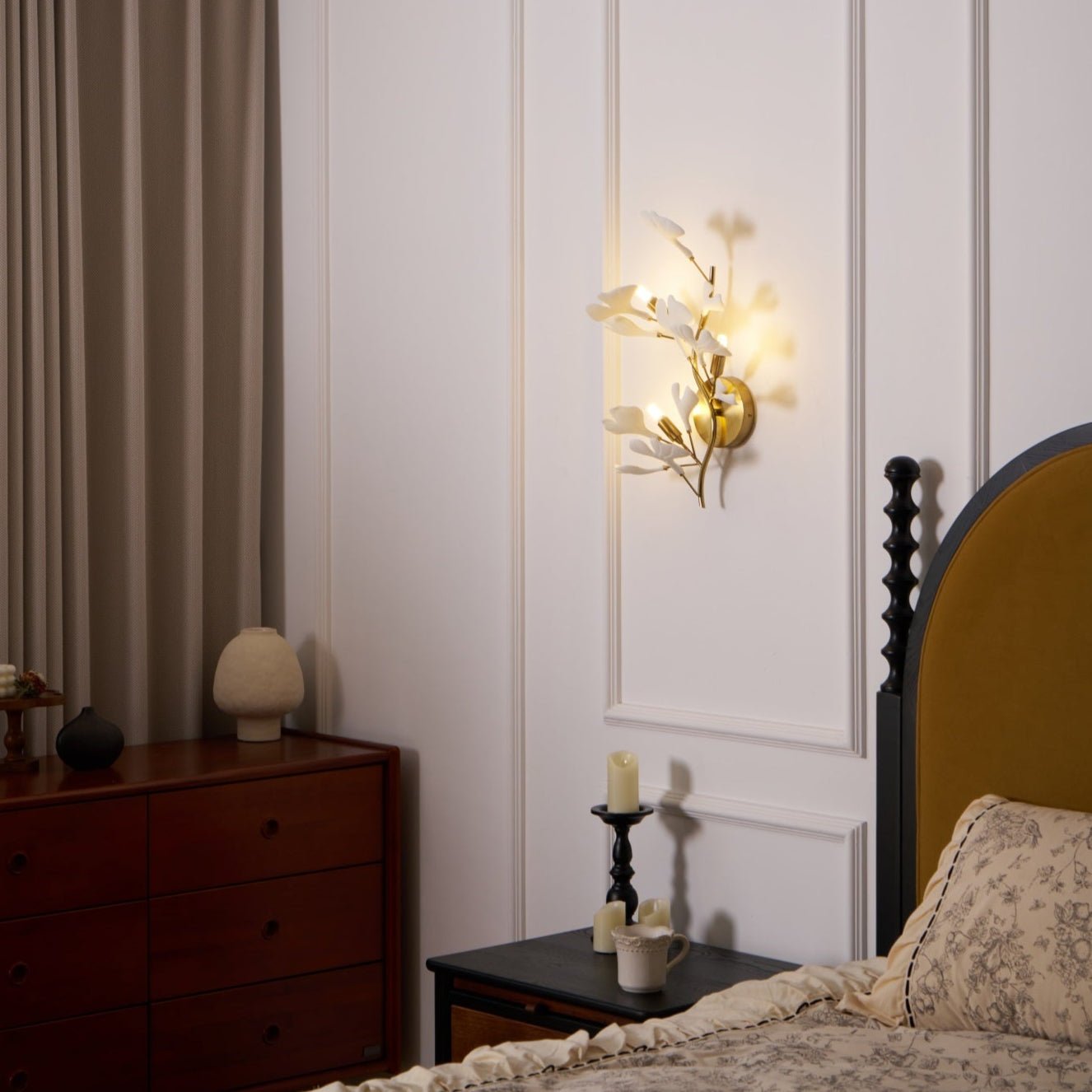 Wylie Postmodern Luxury Gingko Ceramics Wall Lamp - Letslighting