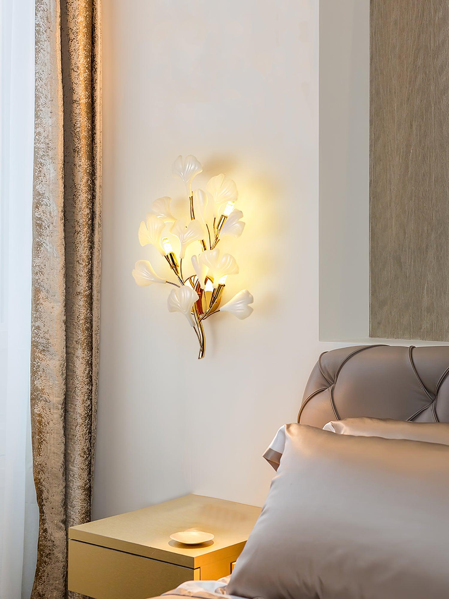 Wylie Postmodern Luxury Gingko Ceramics Wall Lamp - Letslighting