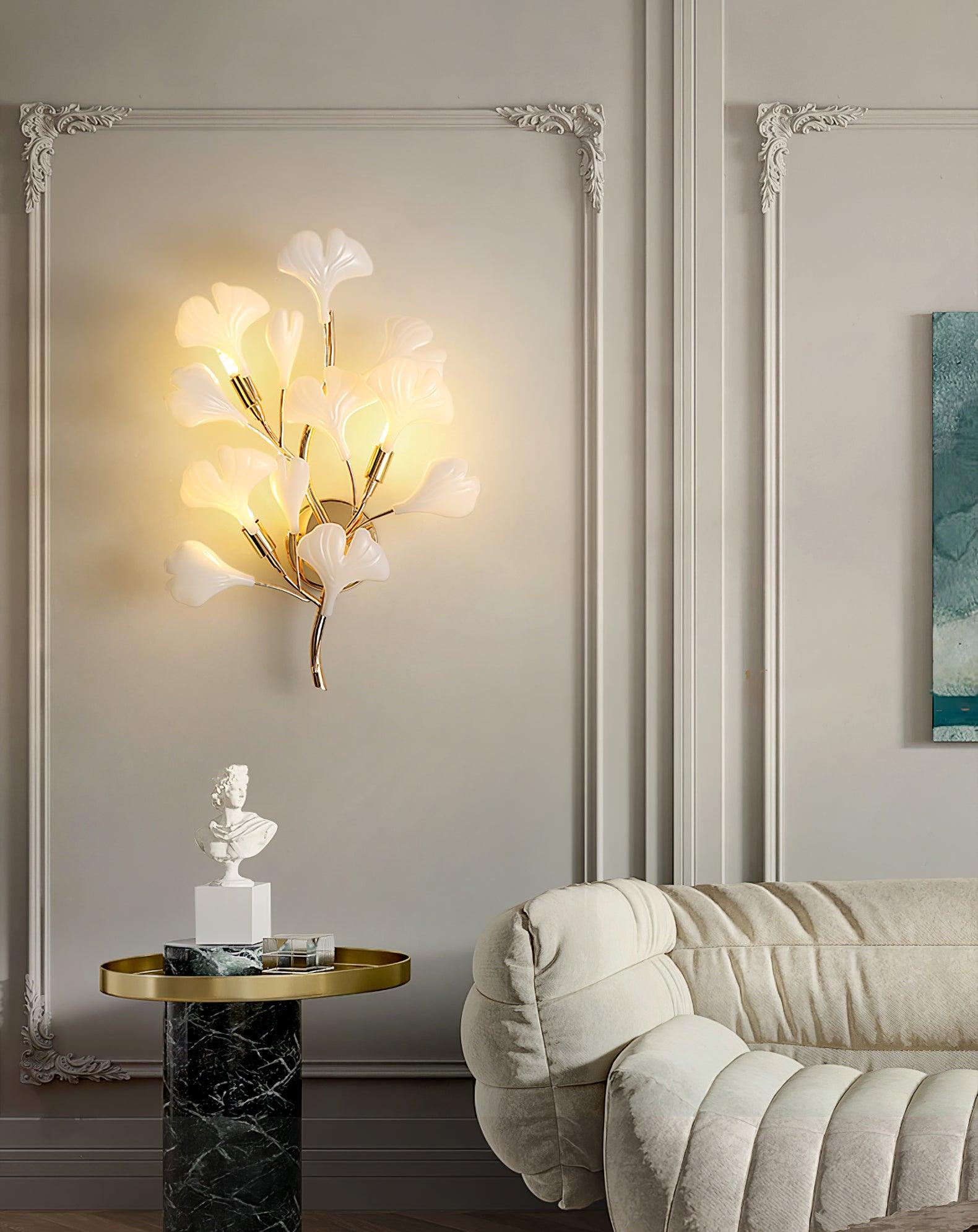 Wylie Postmodern Luxury Gingko Ceramics Wall Lamp - Letslighting