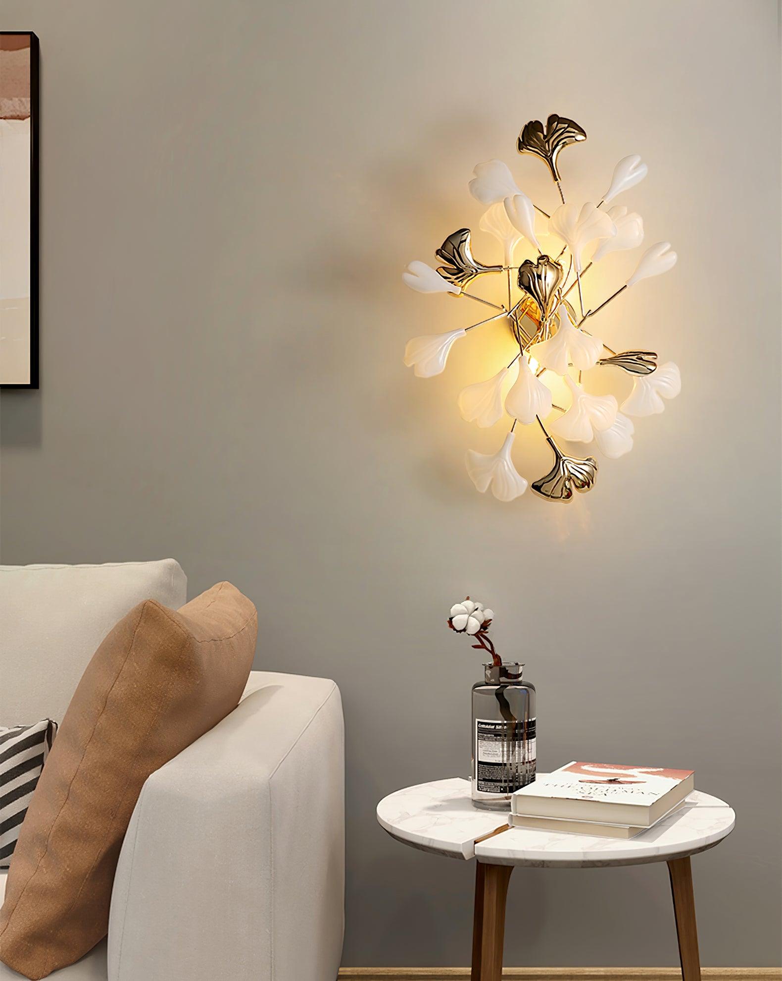 Wylie Postmodern Luxury Gingko Ceramics Wall Lamp - Letslighting