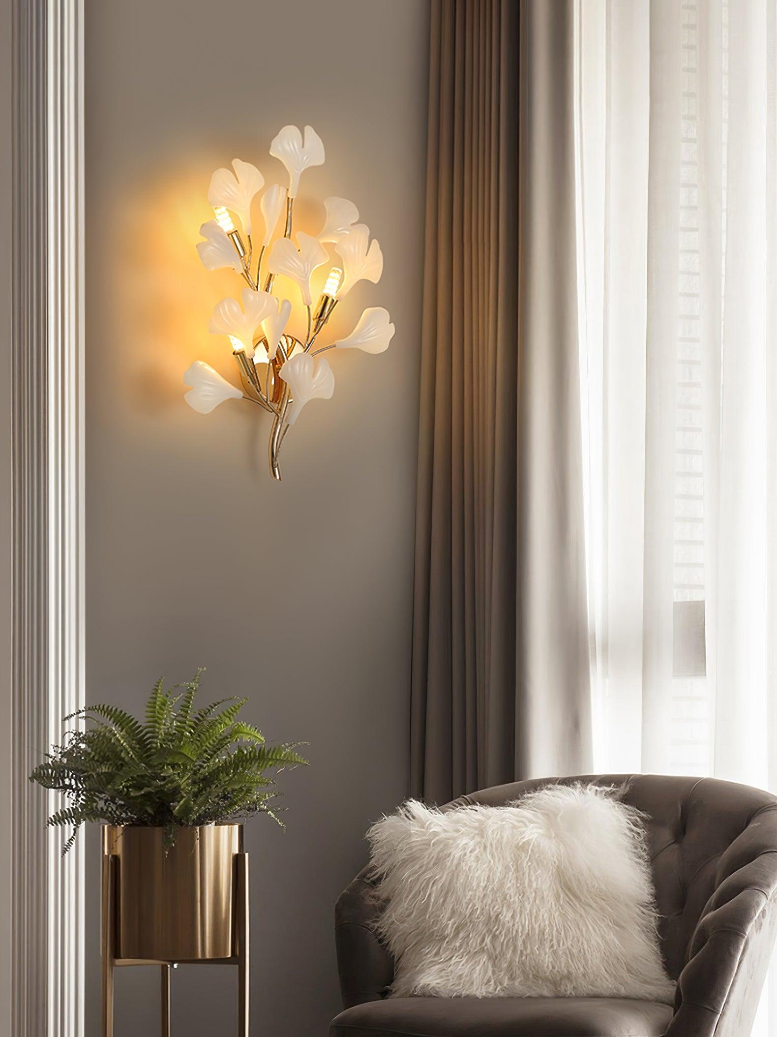 Wylie Postmodern Luxury Gingko Ceramics Wall Lamp - Letslighting