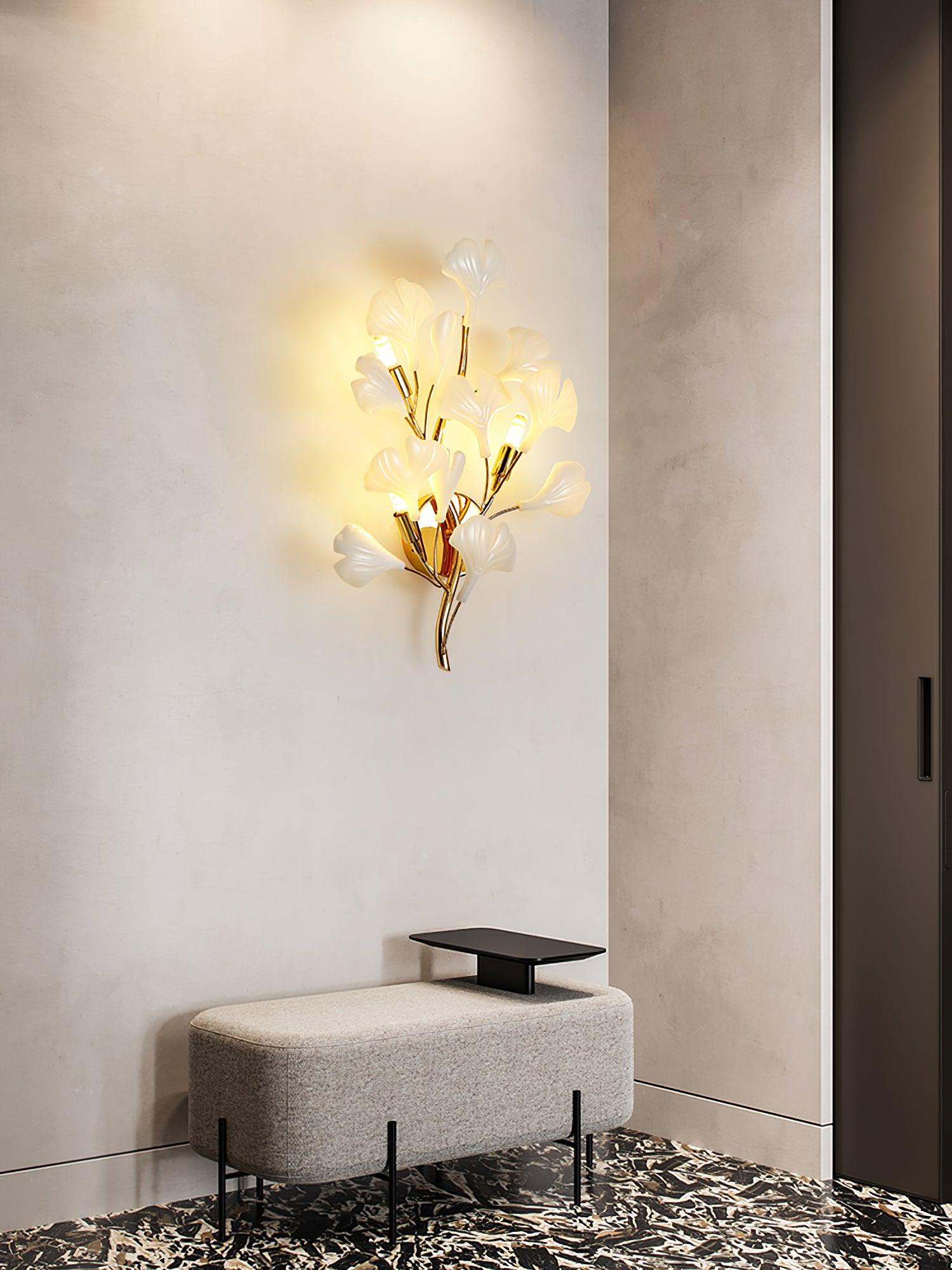 Wylie Postmodern Luxury Gingko Ceramics Wall Lamp - Letslighting