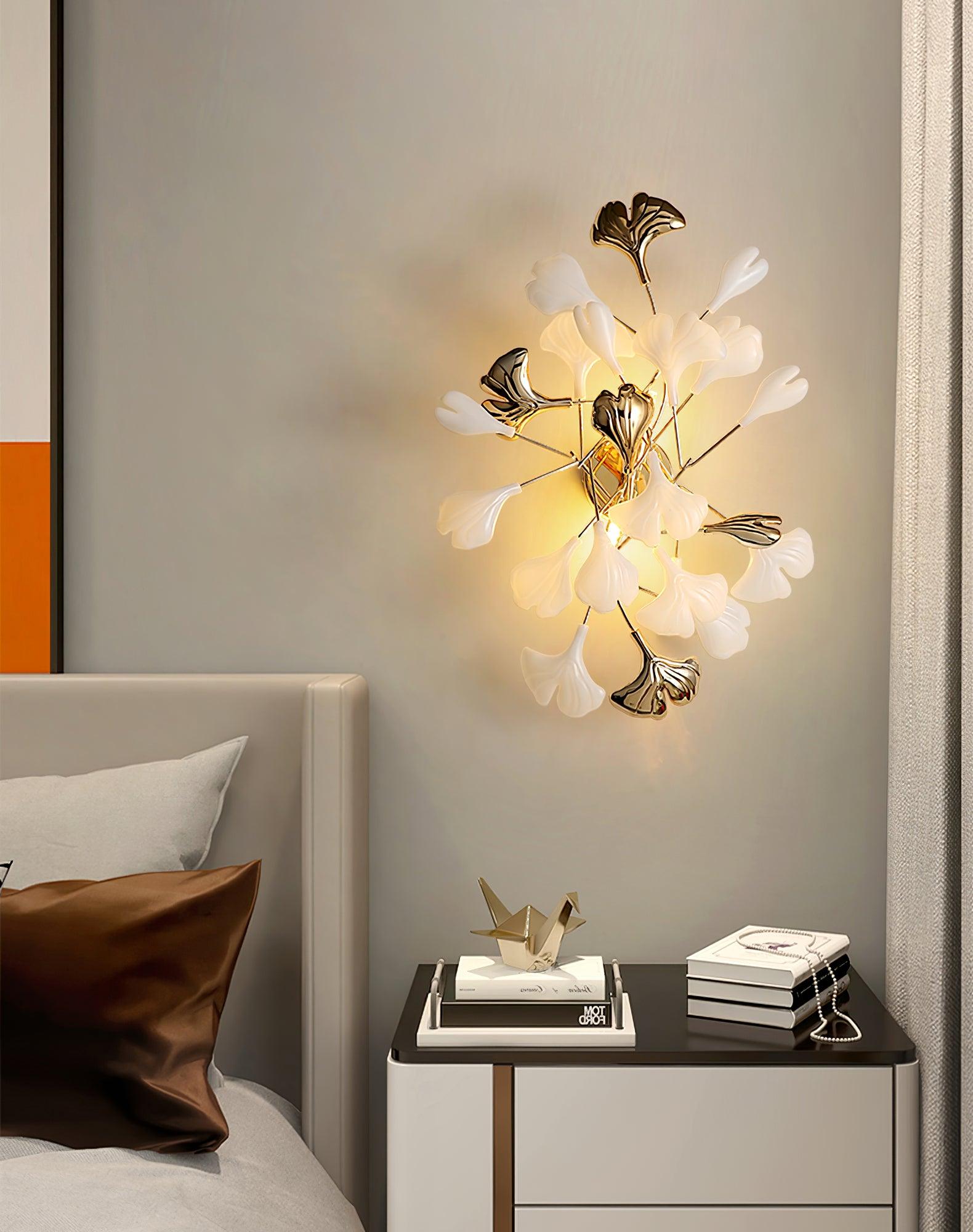 Wylie Postmodern Luxury Gingko Ceramics Wall Lamp - Letslighting