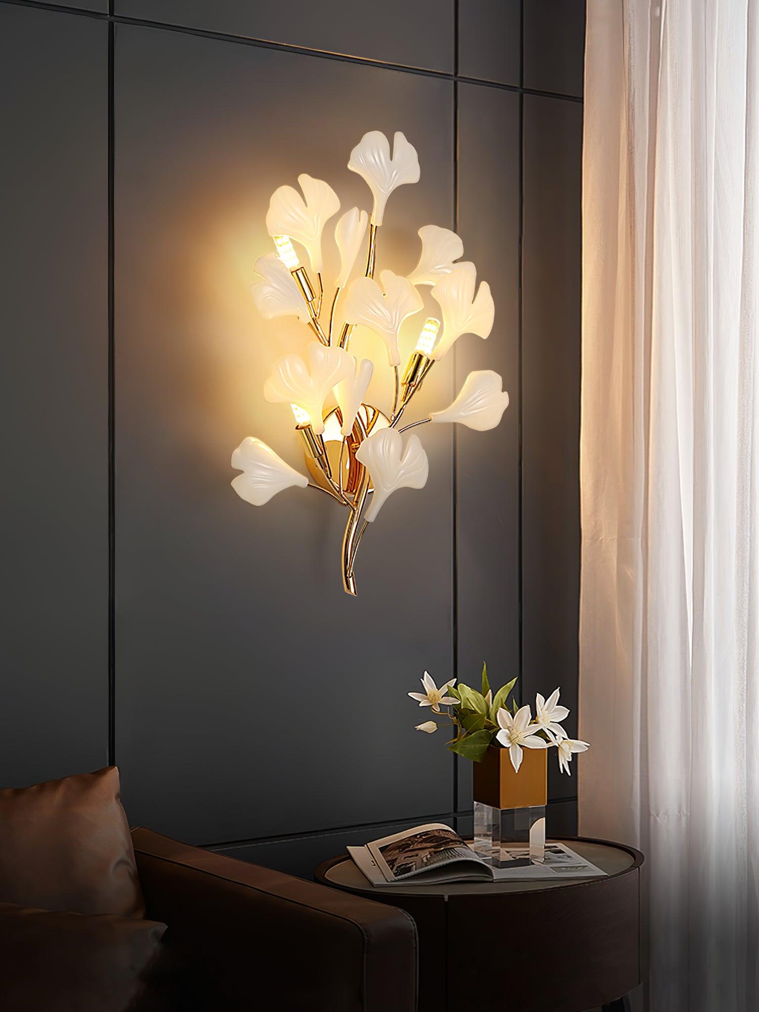 Wylie Postmodern Luxury Gingko Ceramics Wall Lamp - Letslighting