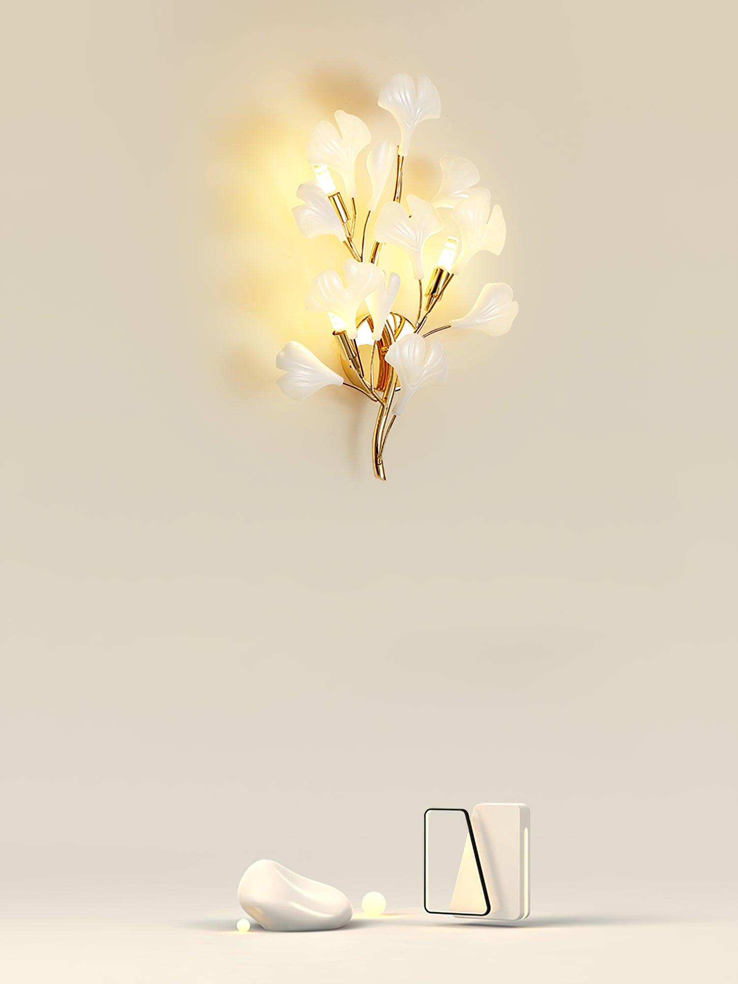 Wylie Postmodern Luxury Gingko Ceramics Wall Lamp - Letslighting