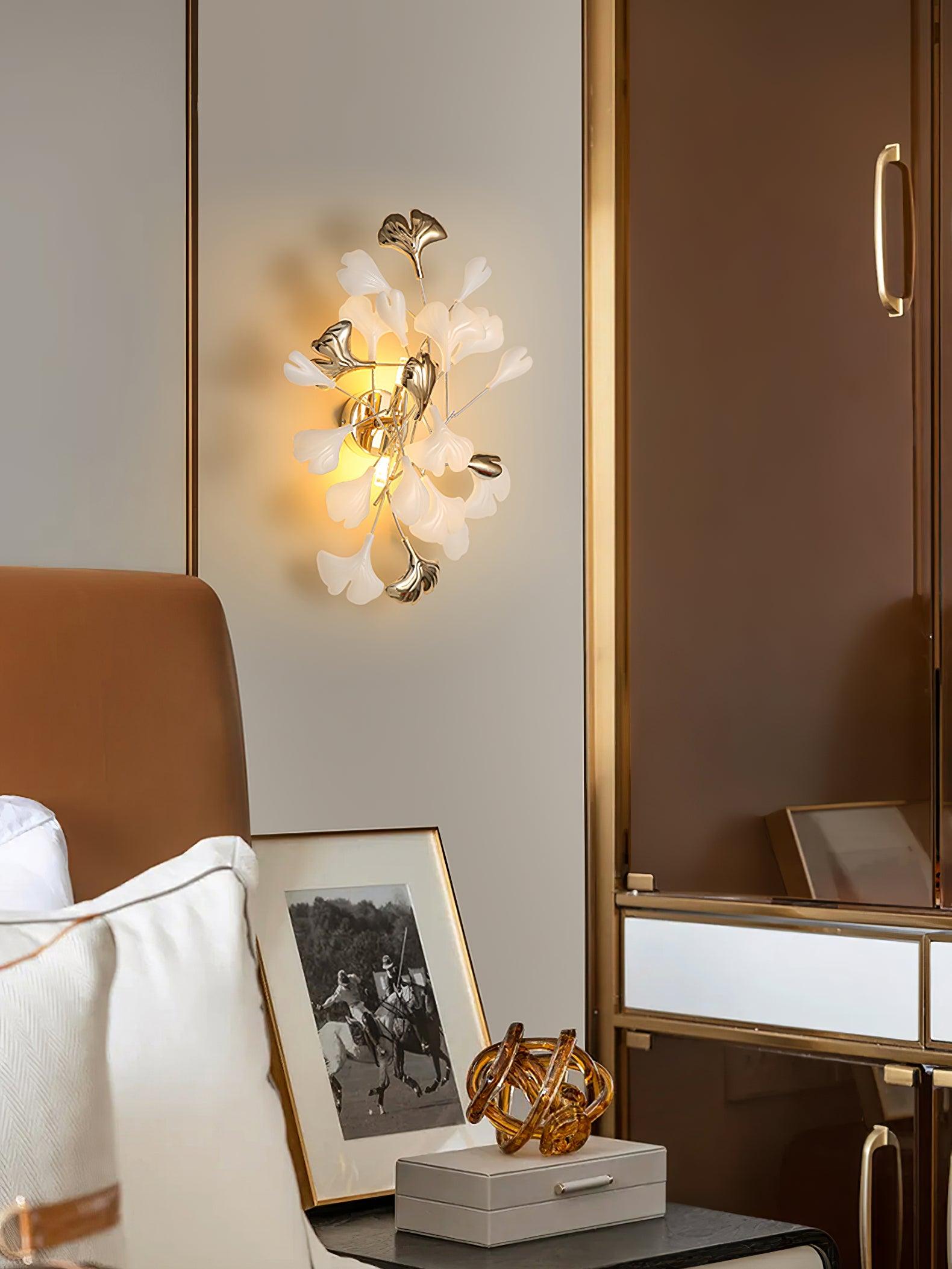Wylie Postmodern Luxury Gingko Ceramics Wall Lamp - Letslighting
