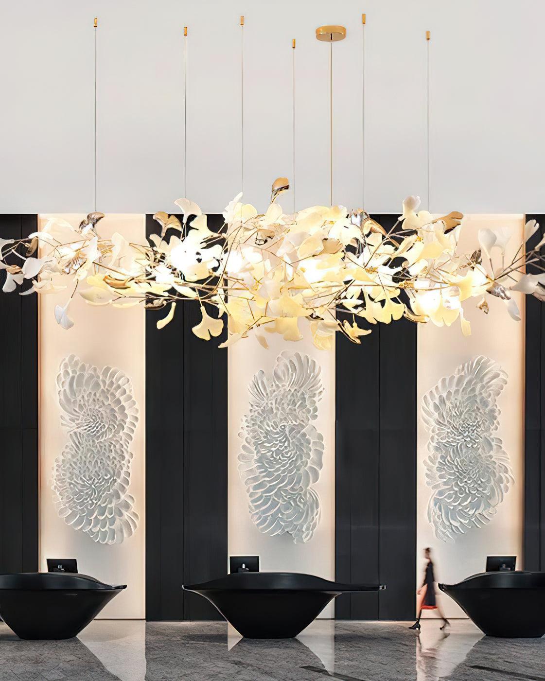Unoryra Postmodern Luxury Ginkgo Cloud Ceramics Chandelier - Letslighting