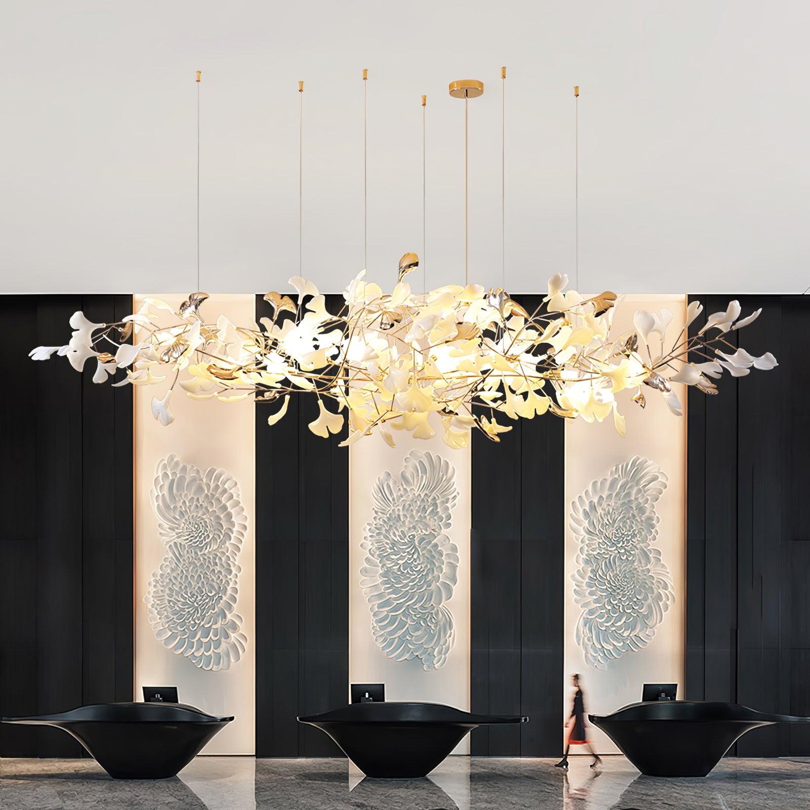Unoryra Postmodern Luxury Ginkgo Cloud Ceramics Chandelier - Letslighting