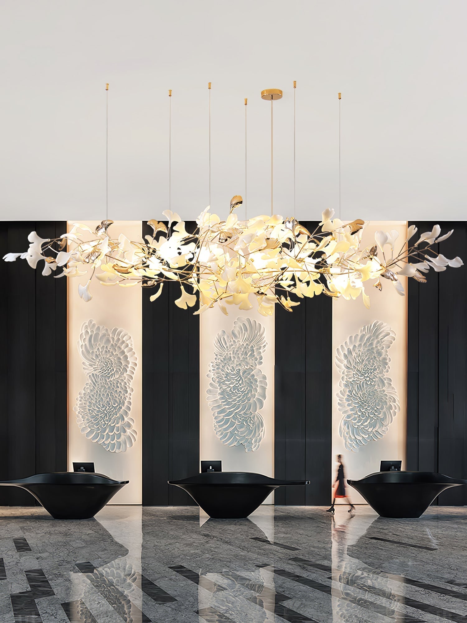 Unoryra Postmodern Luxury Ginkgo Cloud Ceramics Chandelier - Letslighting