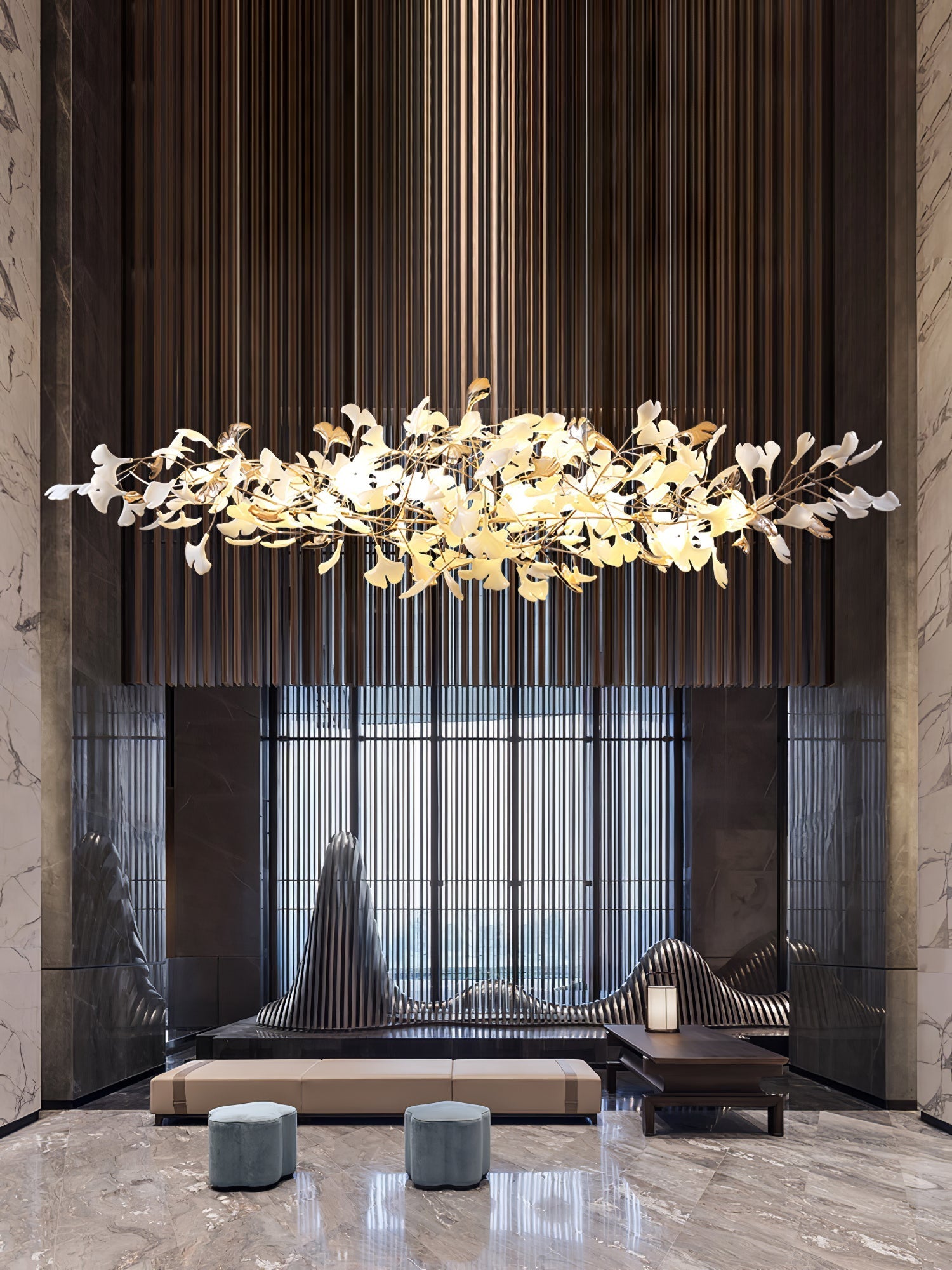 Unoryra Postmodern Luxury Ginkgo Cloud Ceramics Chandelier - Letslighting