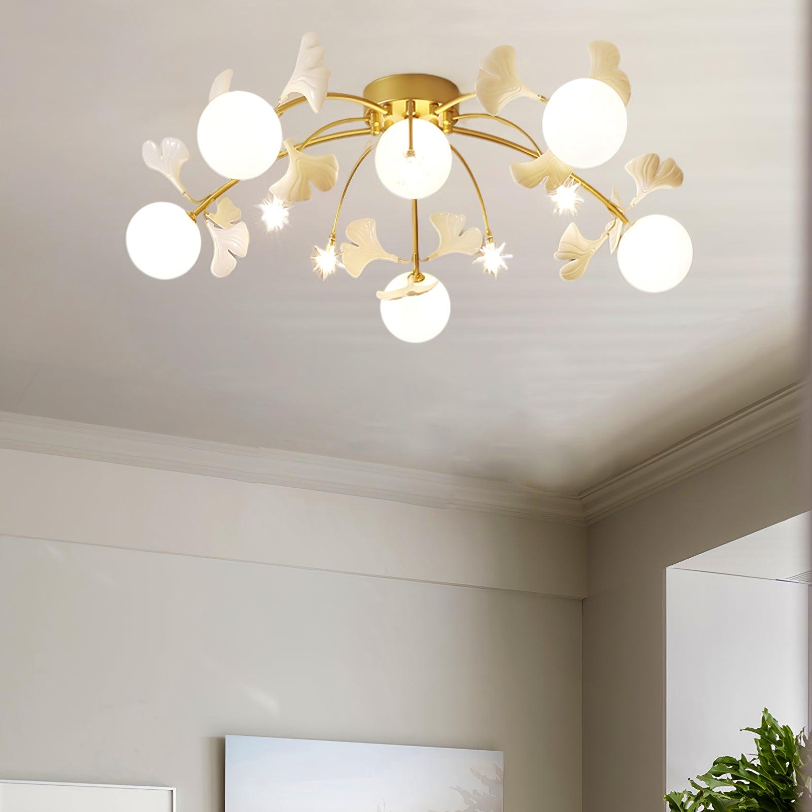 Lustra Ceiling Lamp Ginkgo Glass for Living Room - Letslighting
